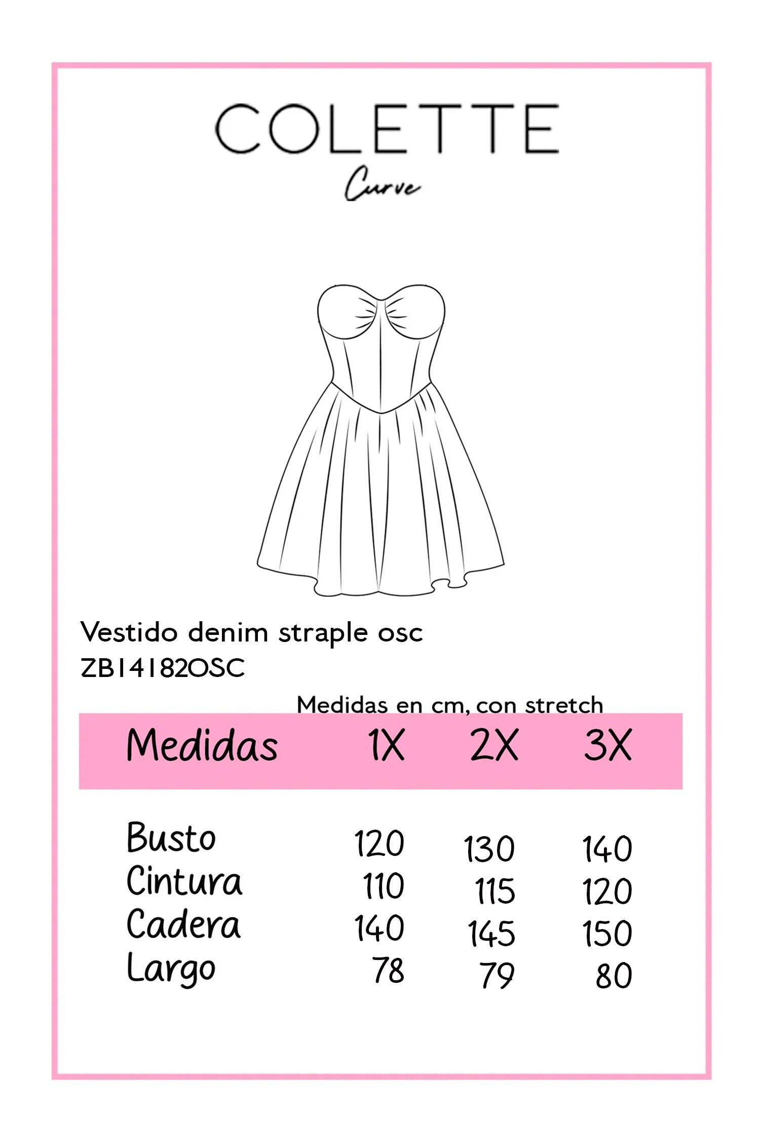 Vestido denim straple osc
