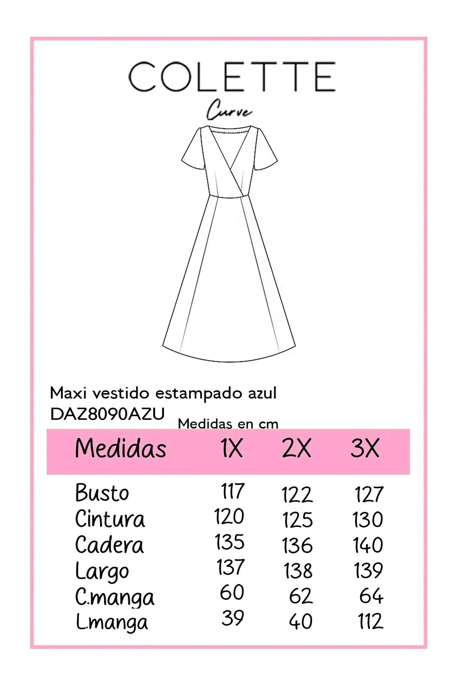 Vestido Maxi Curvy Floral Azul con Escote en V y Falda Escalonada
