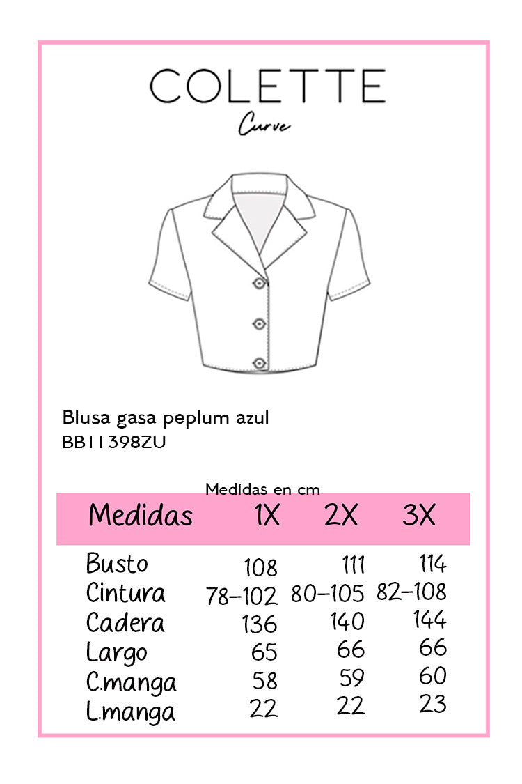 Blusa gasa peplum azul