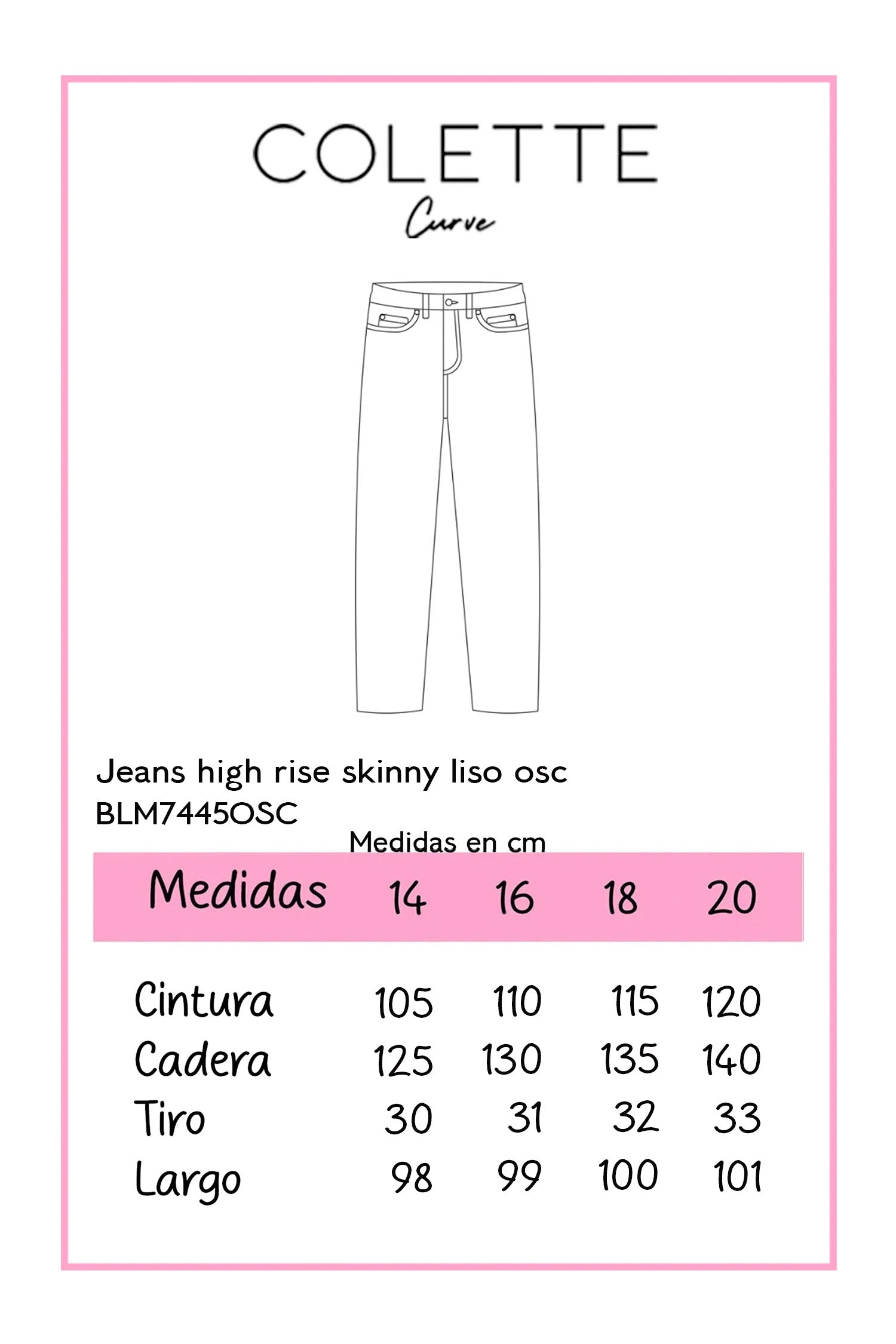 Jeans high rise skinny liso osc