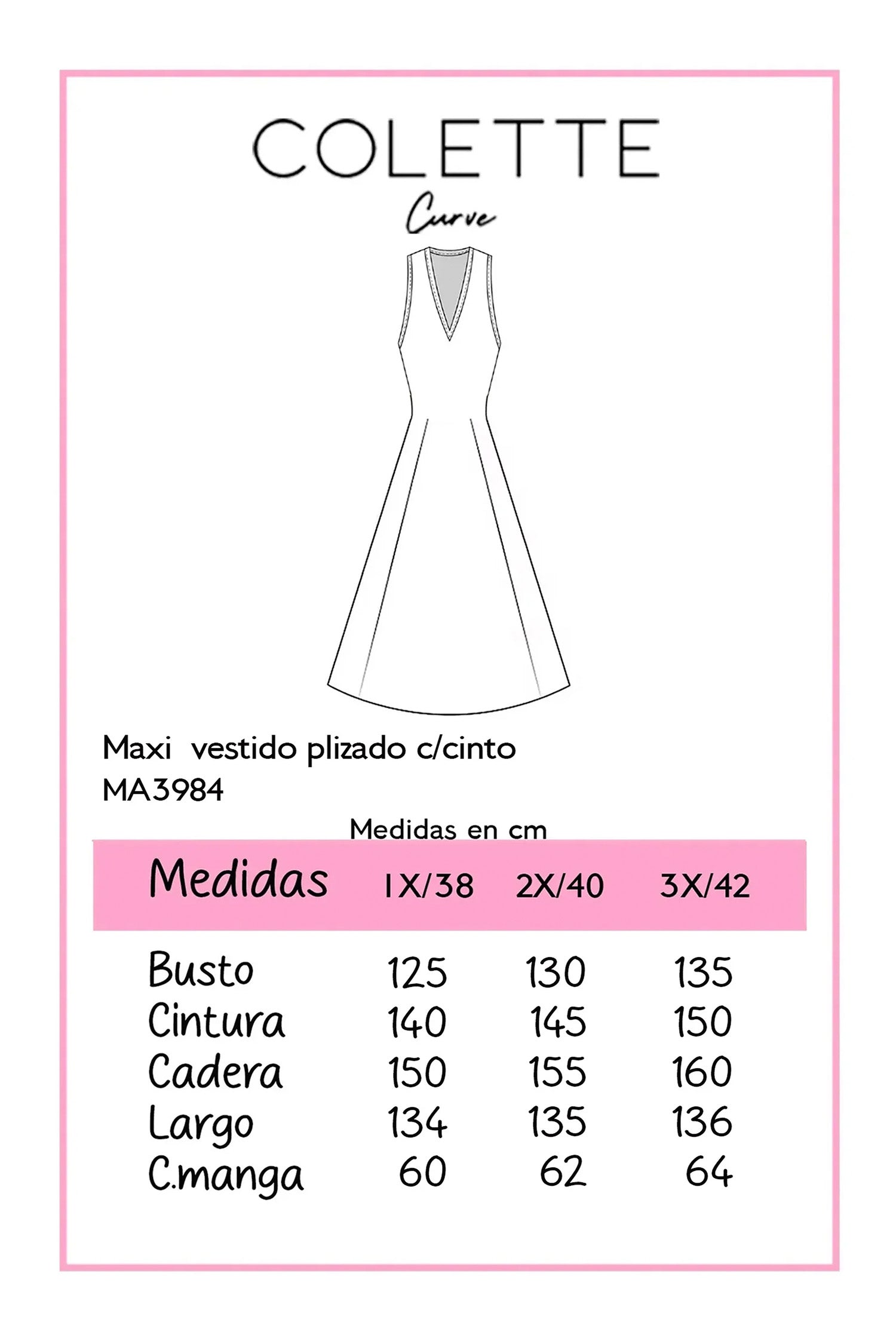 Vestido Curvy Maxi Plisado Halter Cadena Floral Rosa