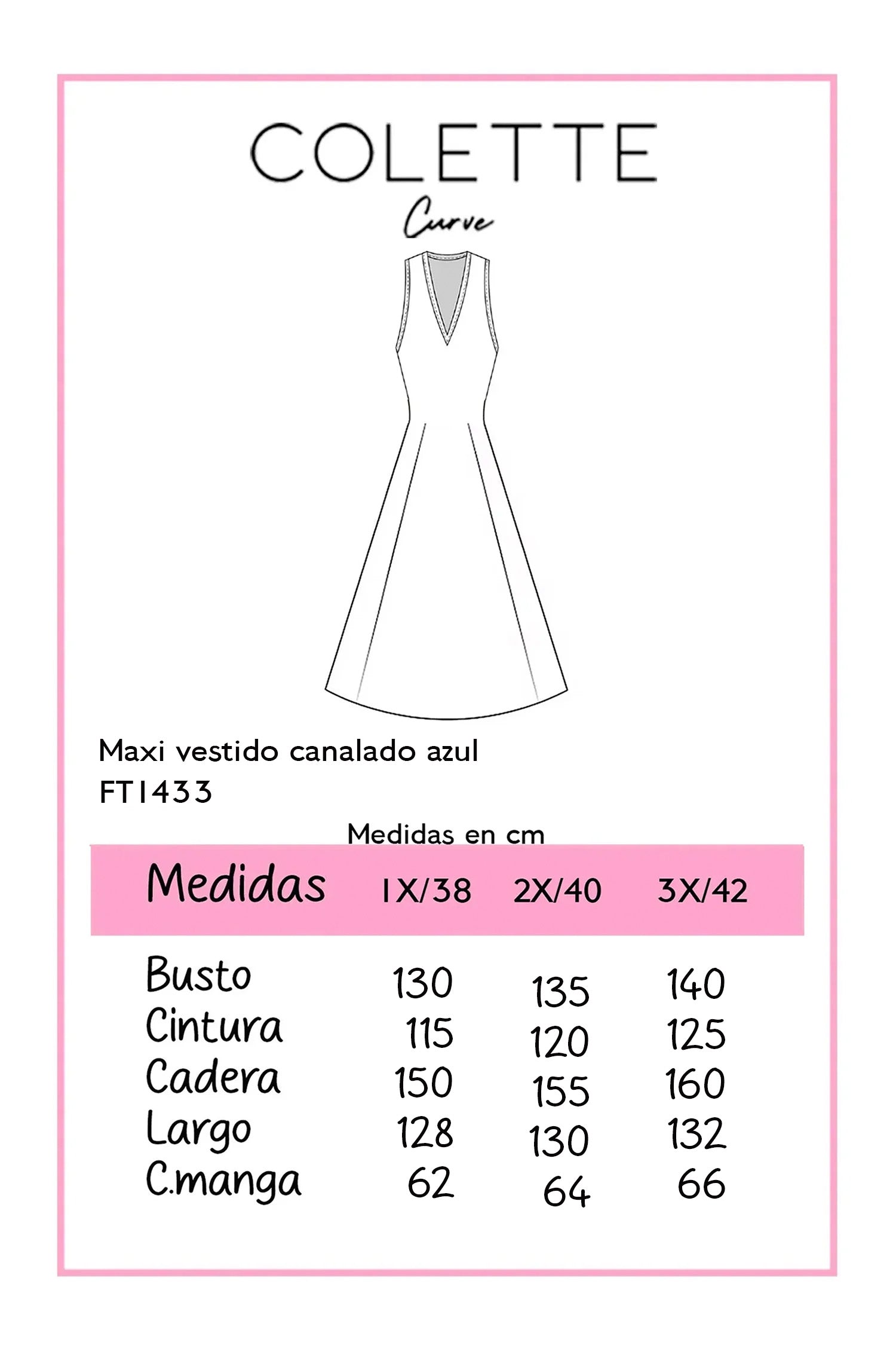 Maxi Vestido Curvy Pespunte Vertical Sin Mangas Navy