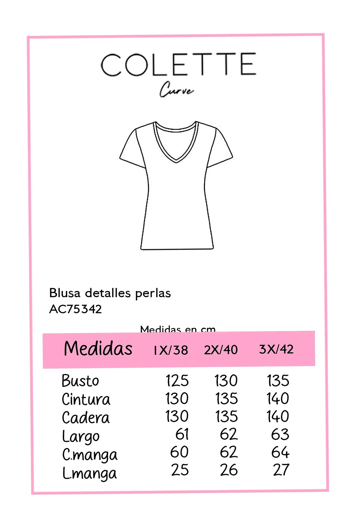 Blusa Curvy Negra de Algodón con Aplicación de Perlas en Cuello y Mangas