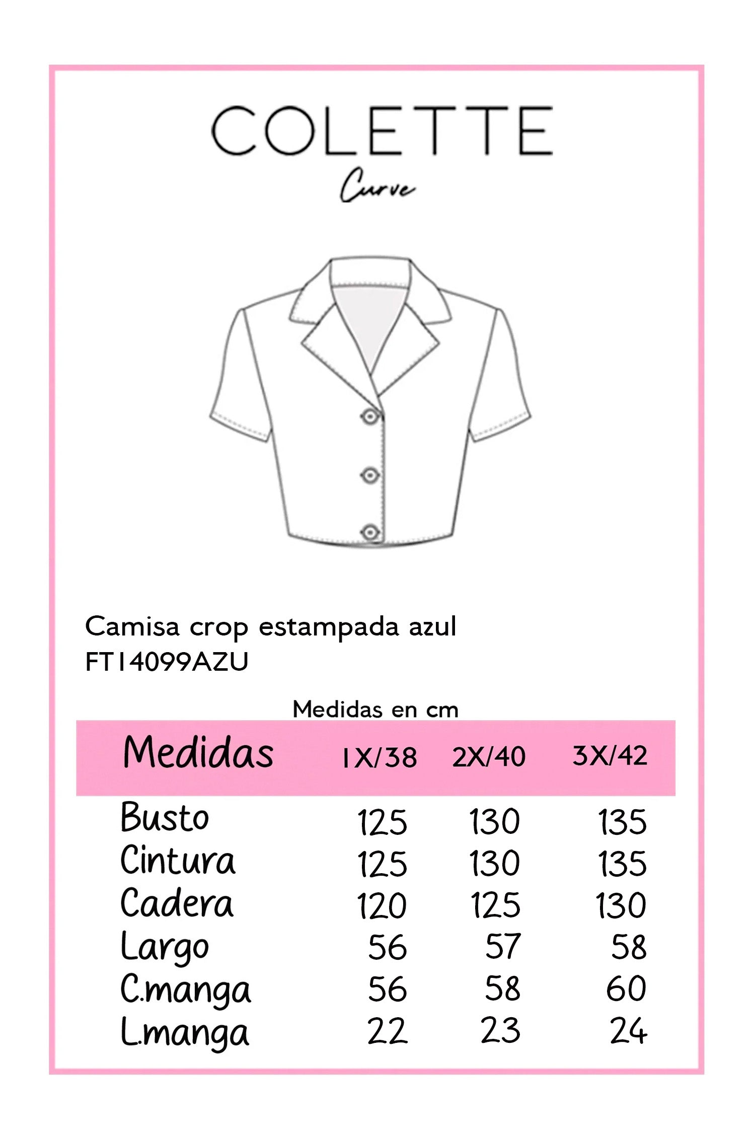 Camisa Curvy Paisley Azul Marino Manga Corta