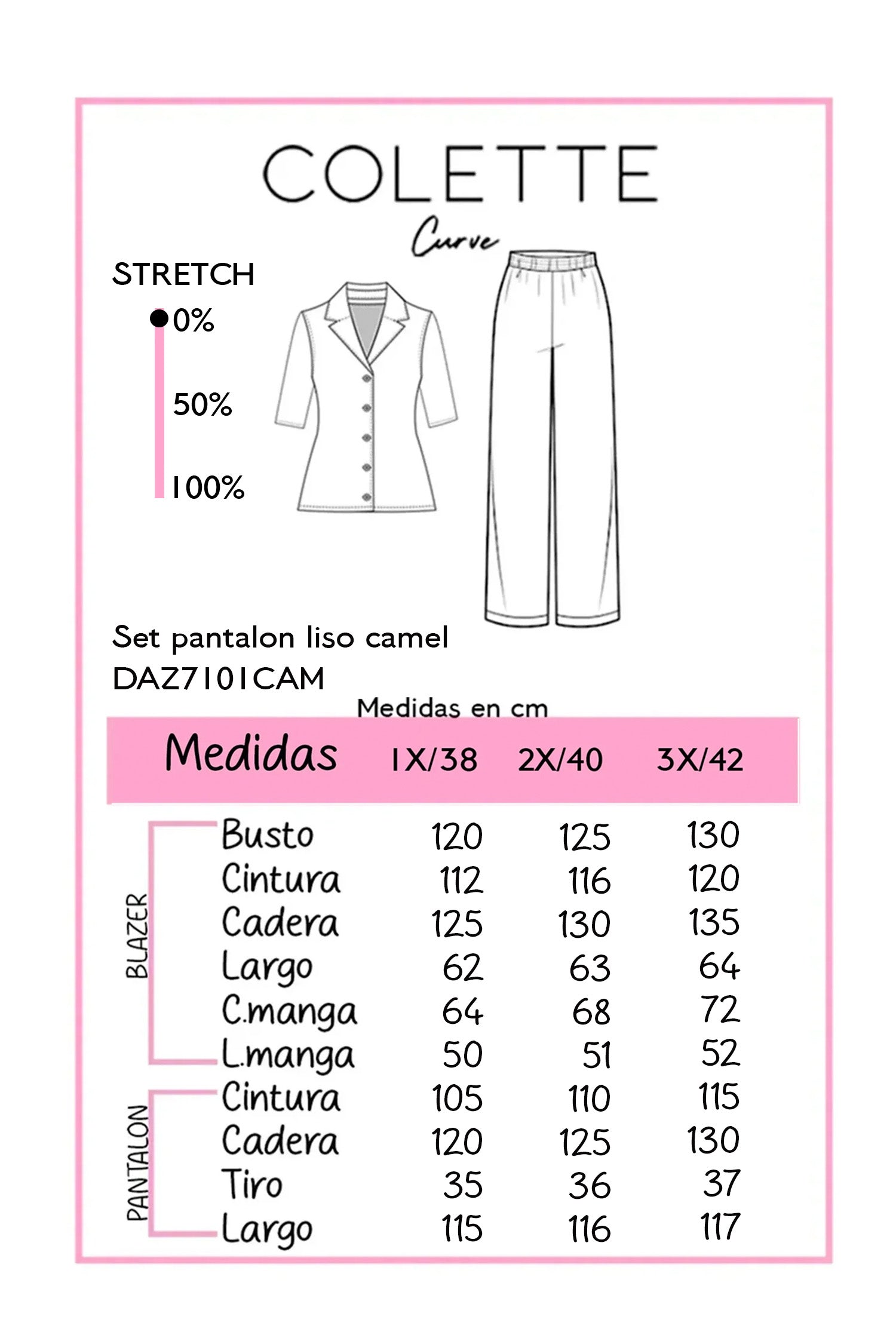 Set Curvy Blazer y Pantalón Palazzo Lino Lazo Espalda Camel
