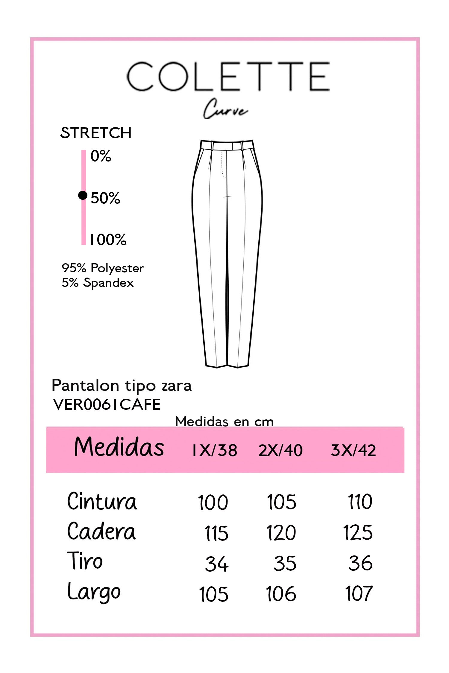 Pantalón Curvy Tipo Zara Slim Café Talla Extra