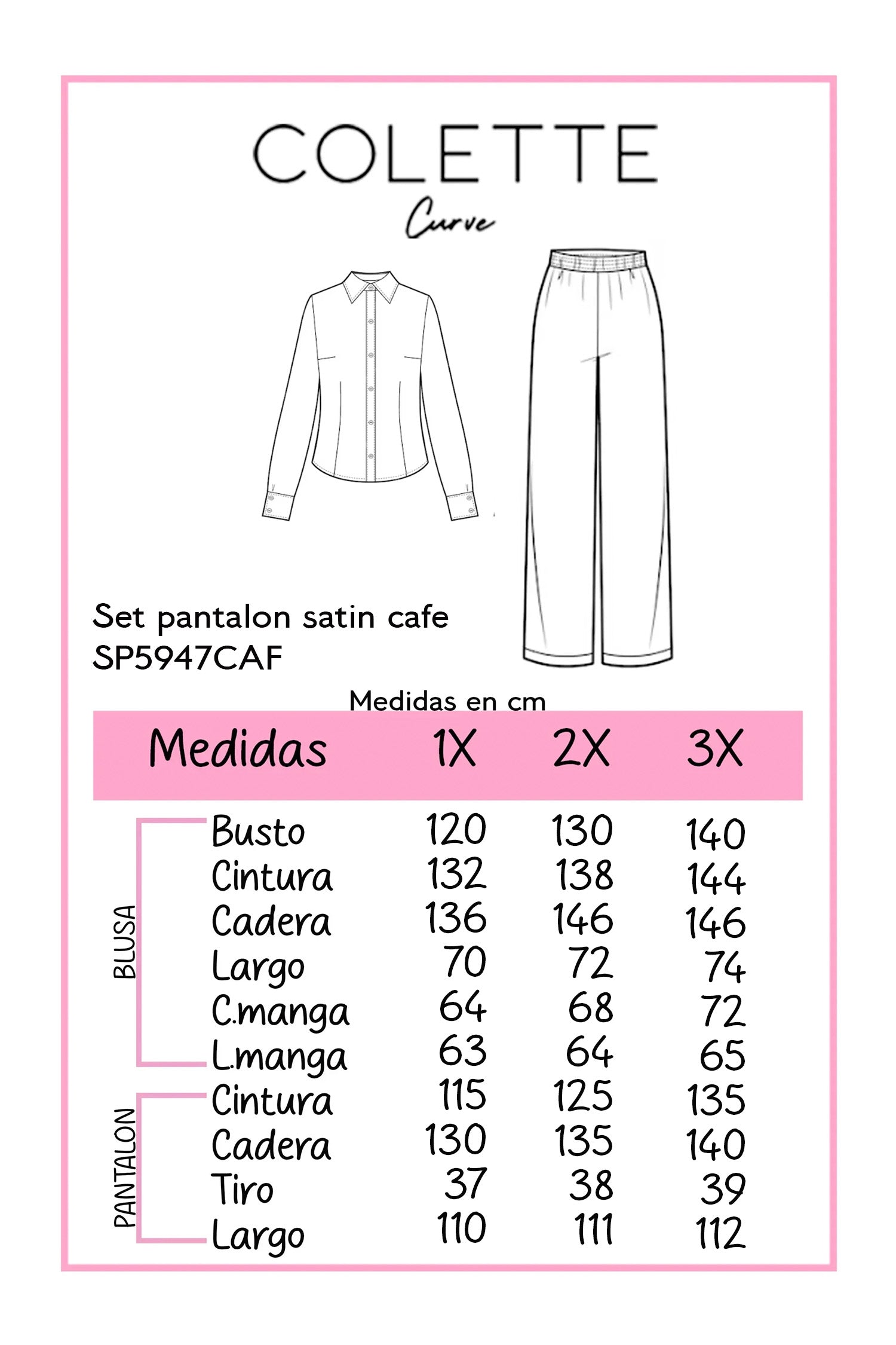 Set pantalon satin cafe