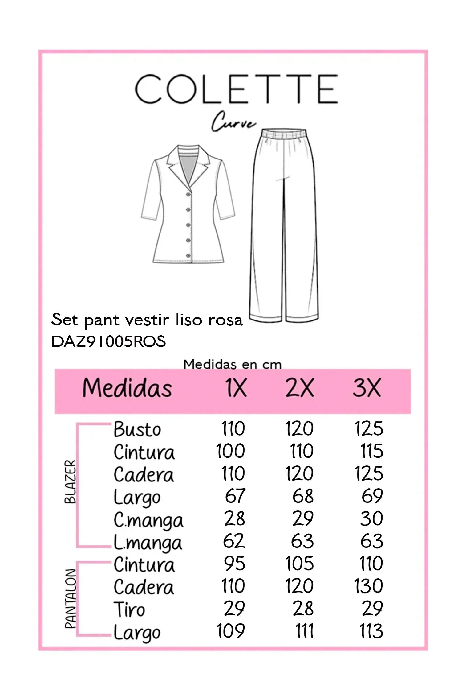 Conjunto Curvy Sastre Fucsia Blazer Dorado Pantalón Stretch