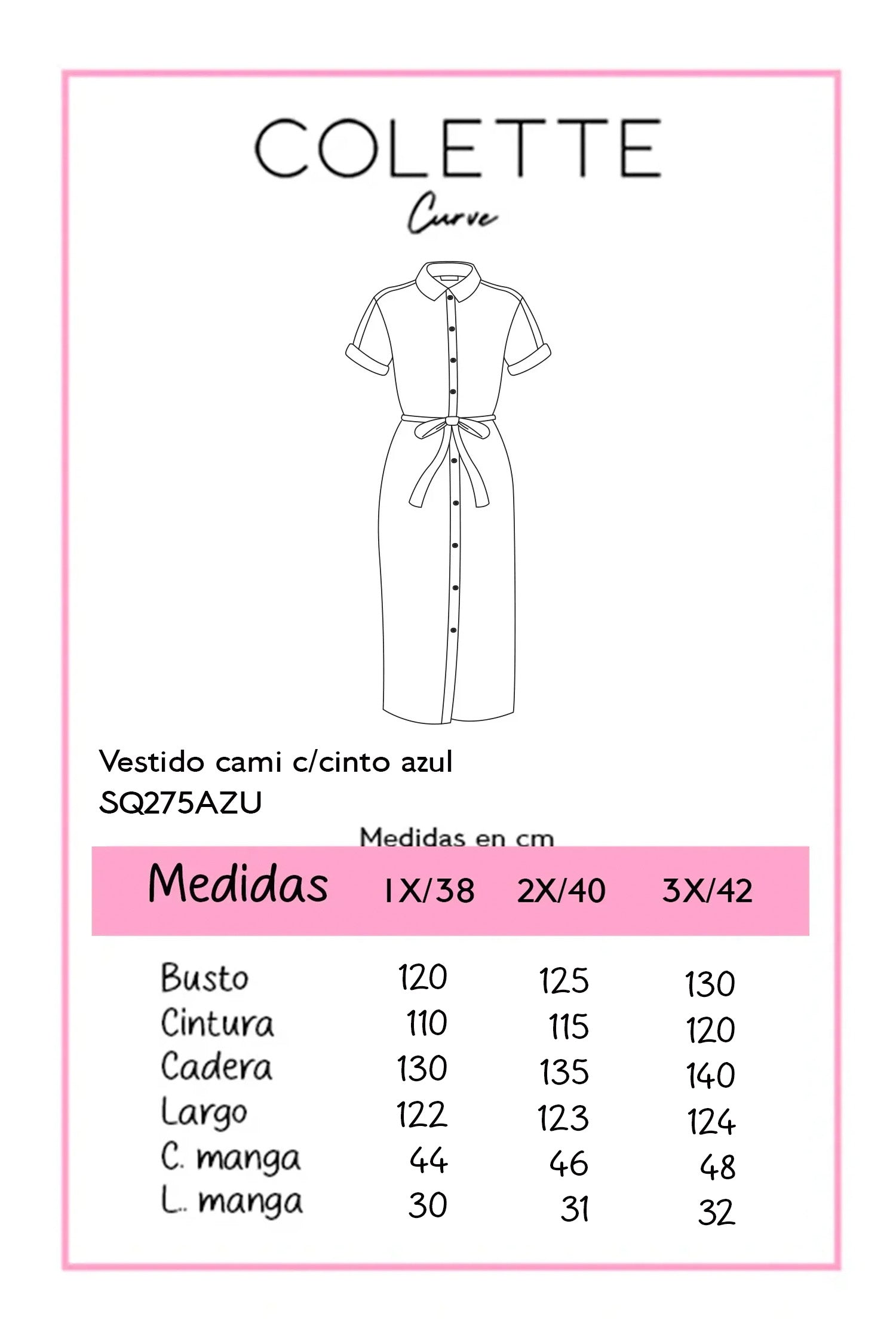 Vestido Camisero Curvy Midi con Cinto de Tela Azul Cielo