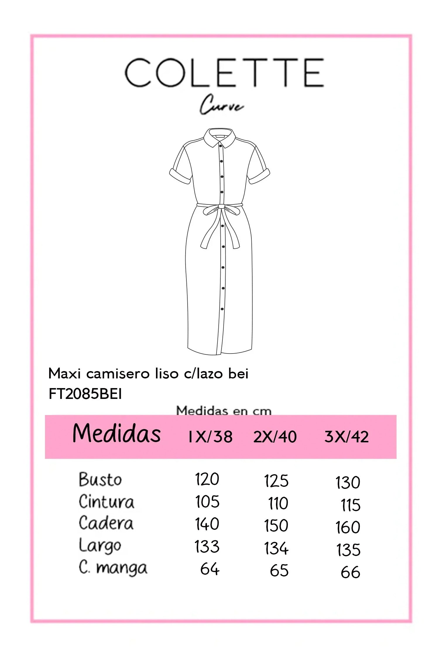 Vestido Maxi Camisero Curvy Sin Mangas Botones Dorados Beige