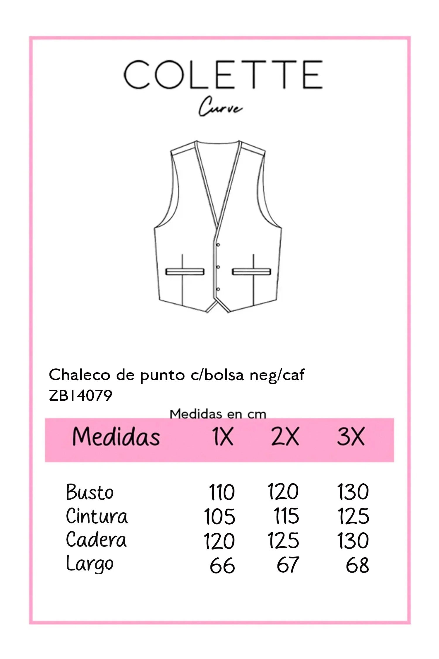 chaleco de punto c/bolsa cafe