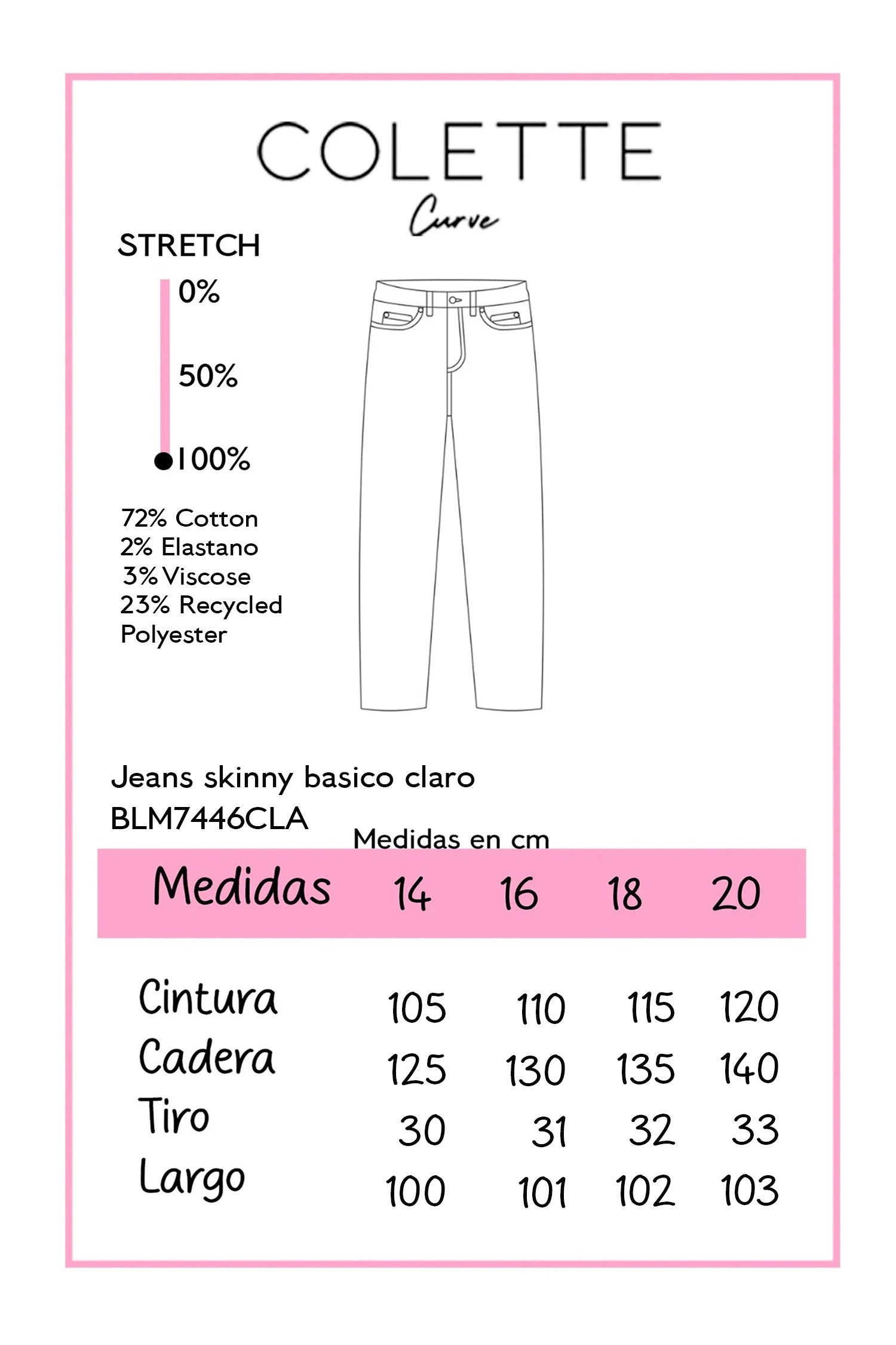 Jeans Curvy Skinny Basico Claro