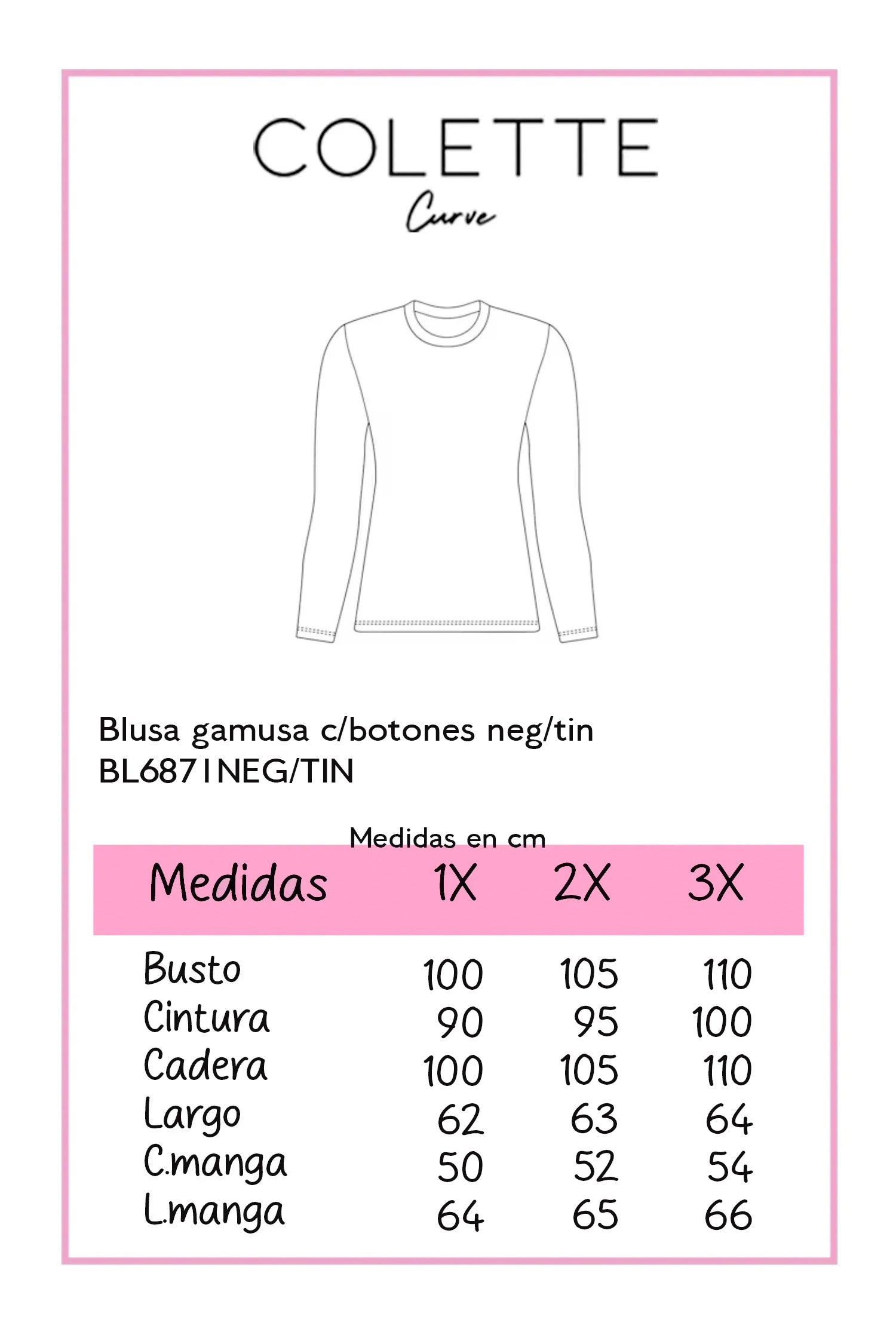 Blusa gamuza con botones neg