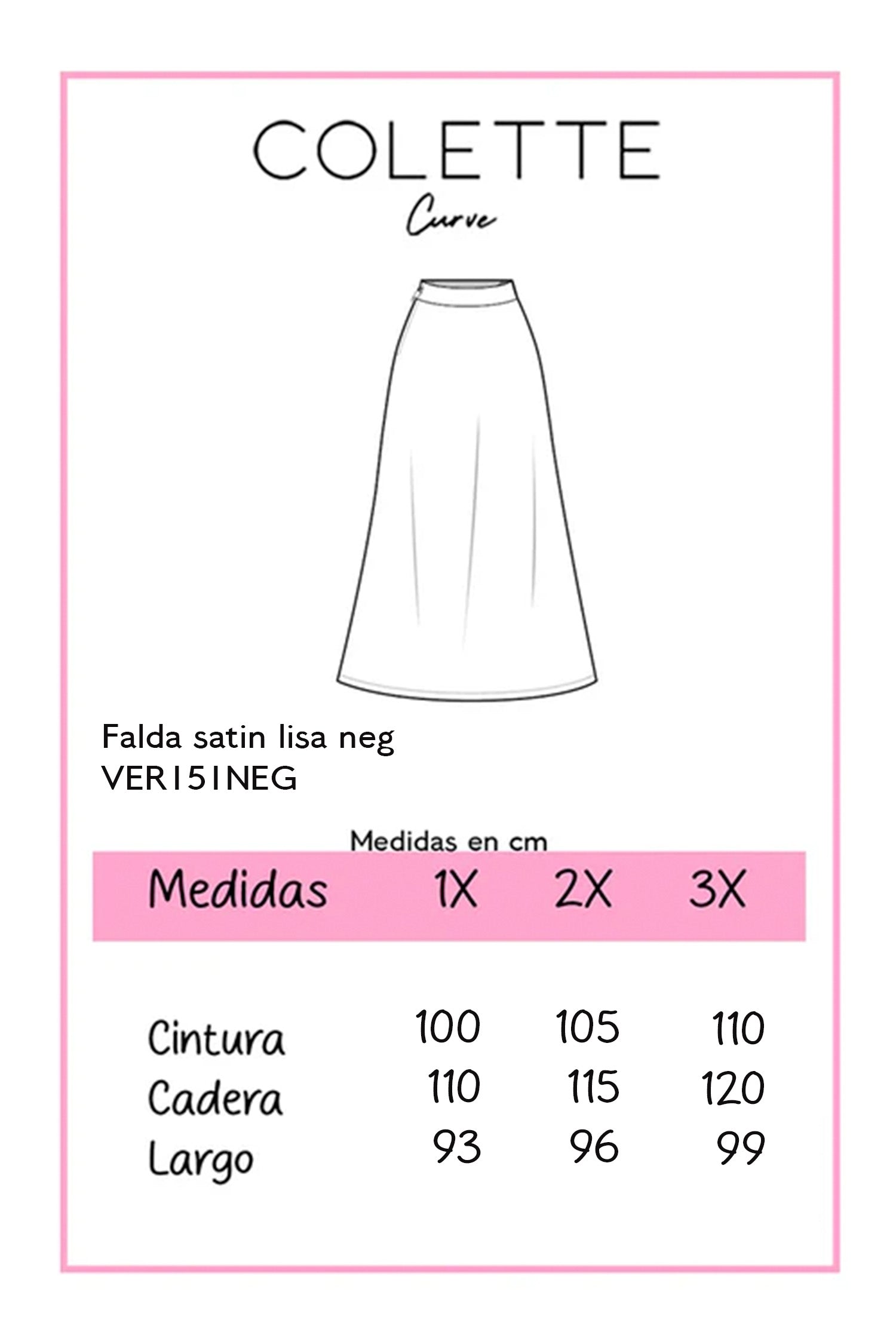 Falda satin lisa negra