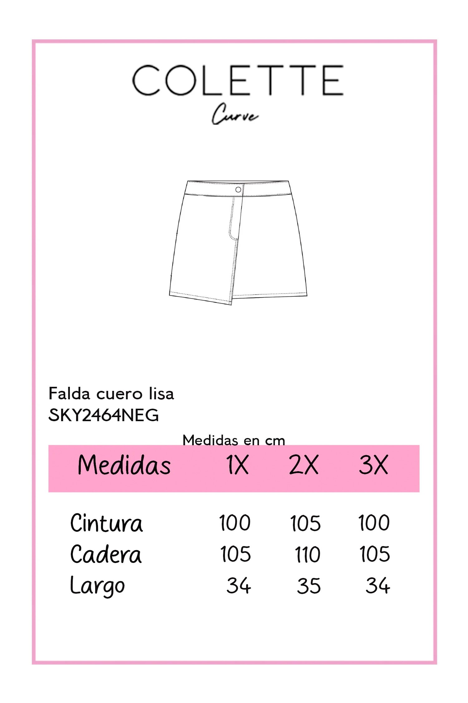 Falda cuero lisa neg