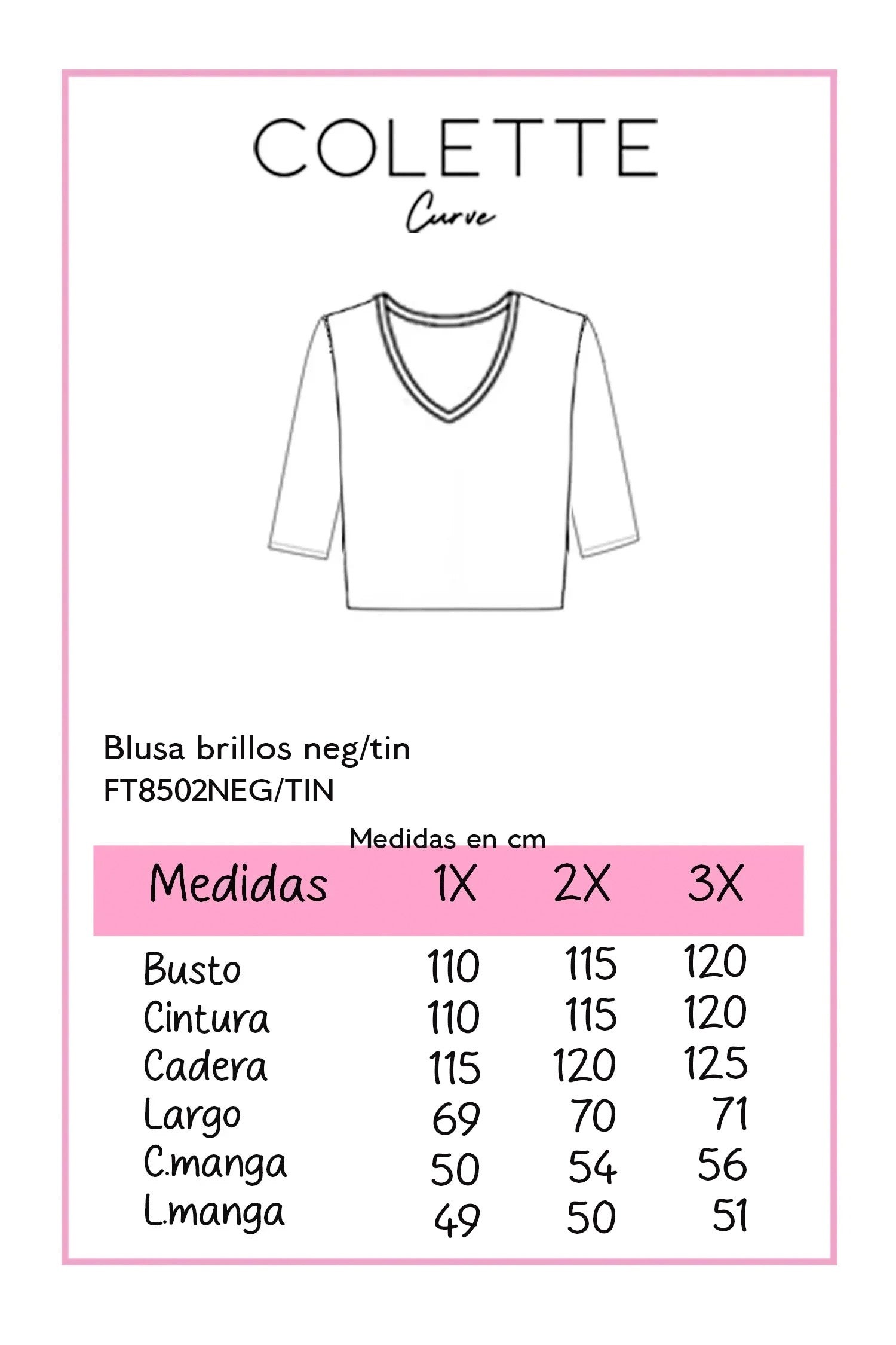 Blusa manga larga glitter tinta