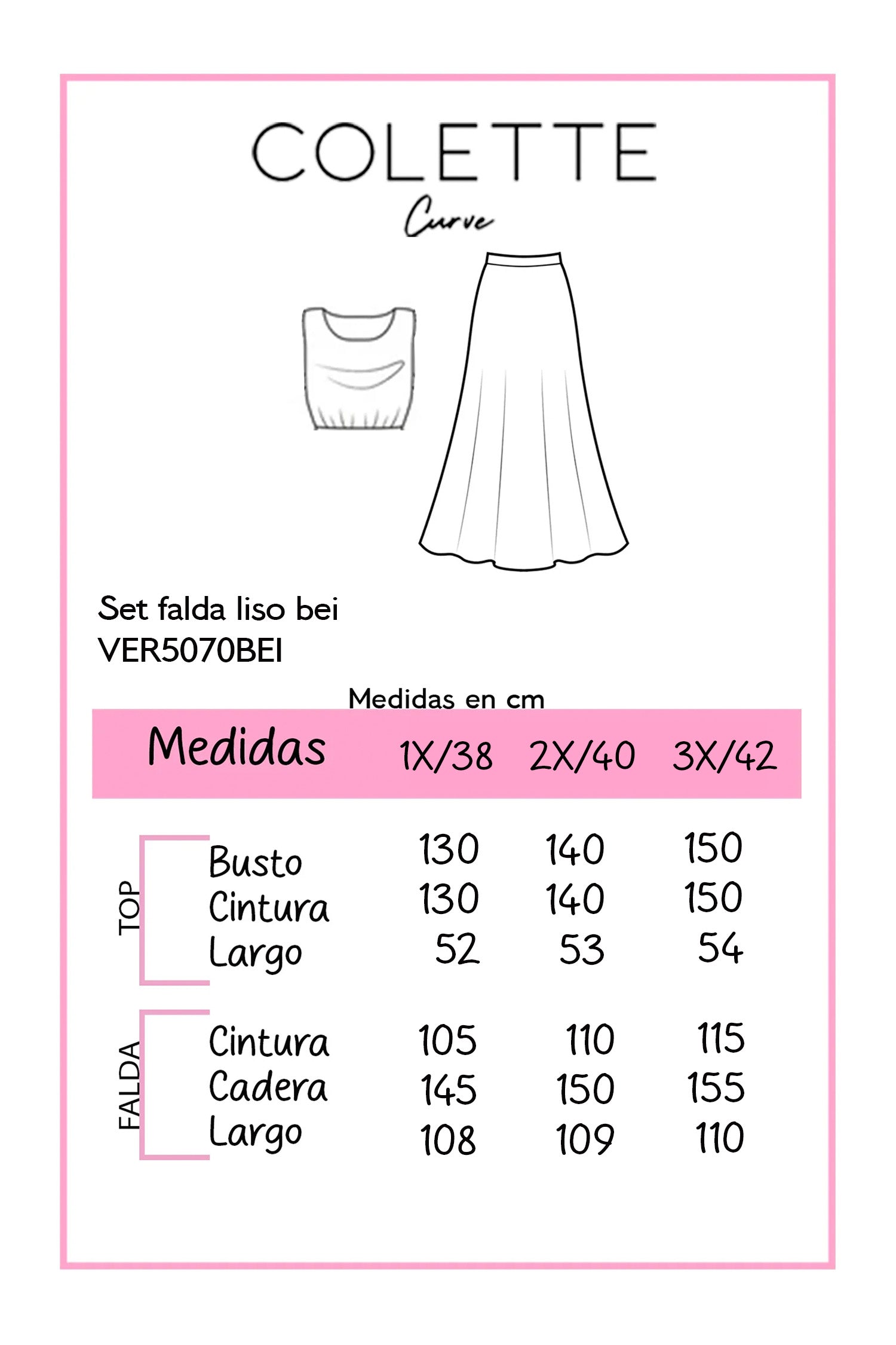 Conjunto Curvy Top Sin Manga + Falda Maxi Beige