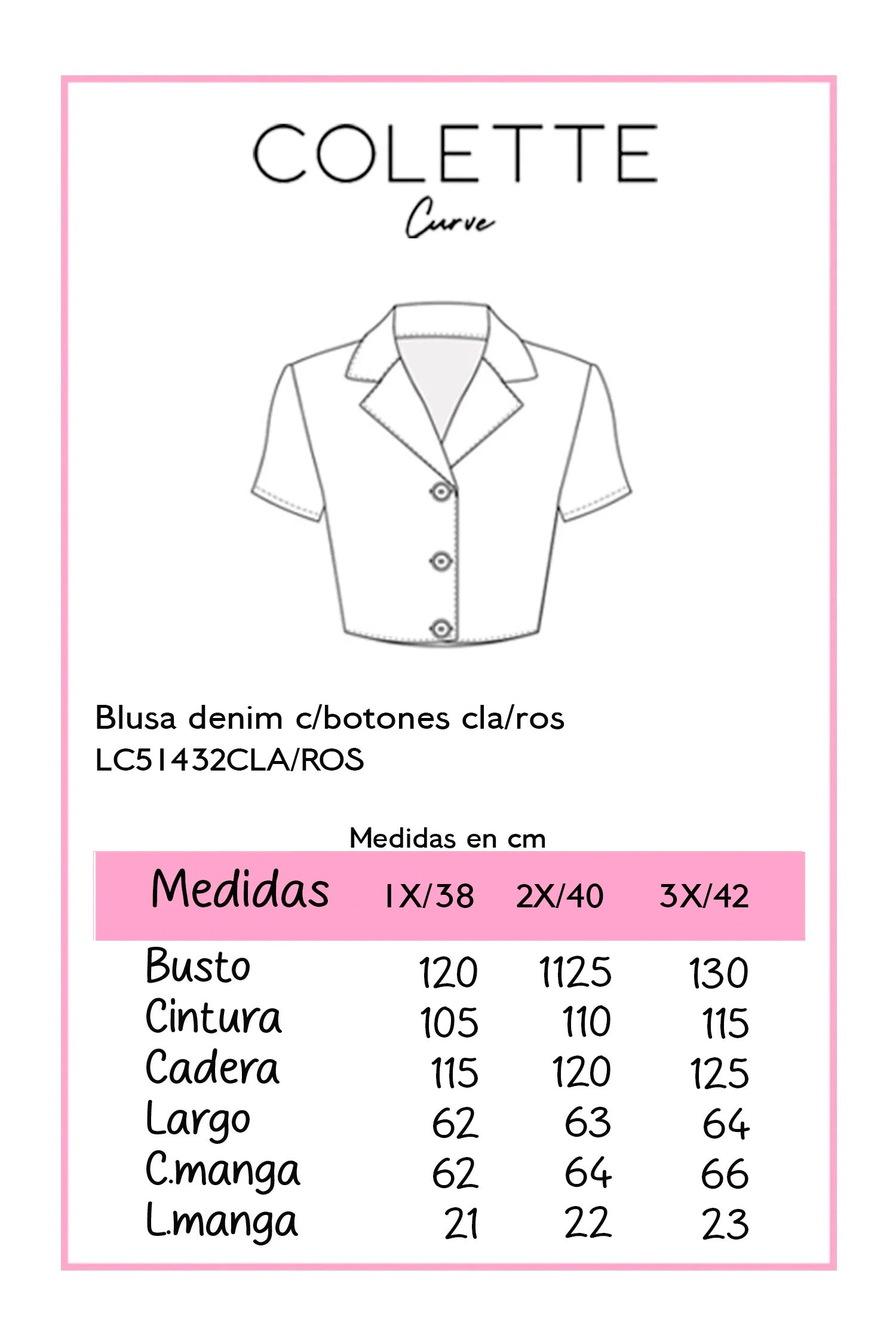 Blusa Curvy Mezclilla Stretch con Botones Dorados Chic