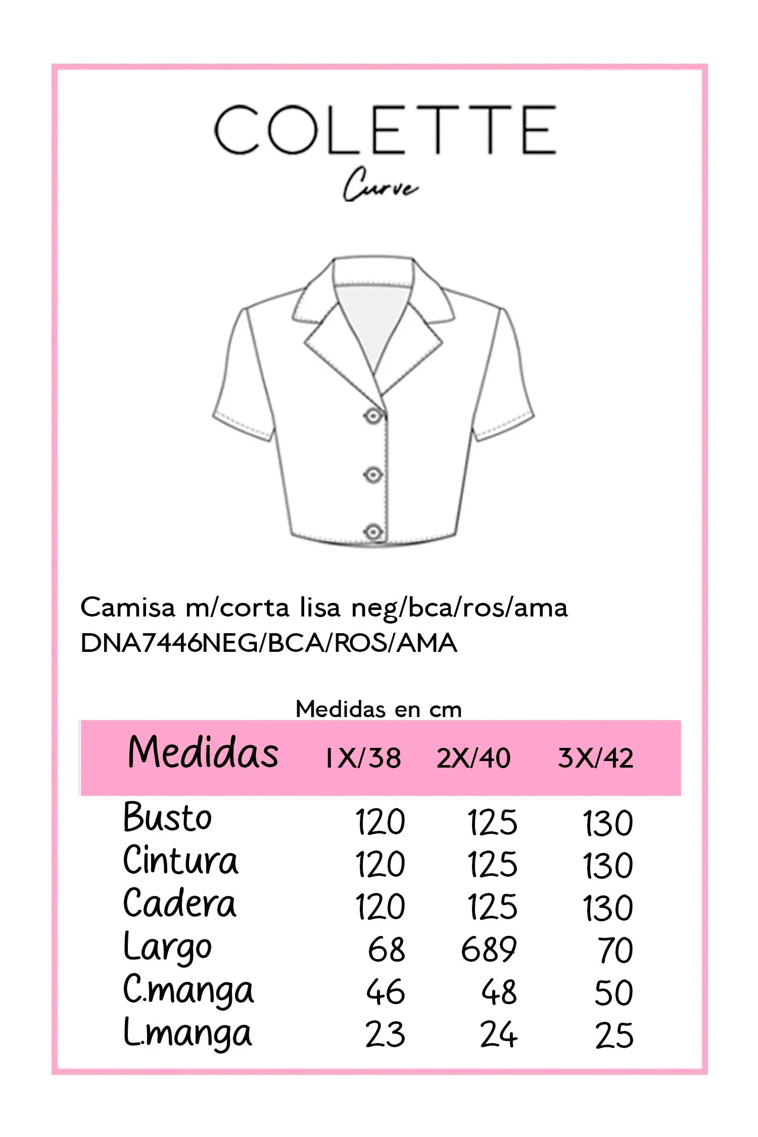Camisa Curvy Rosa Manga Corta Tela Fresca Ligera Verano