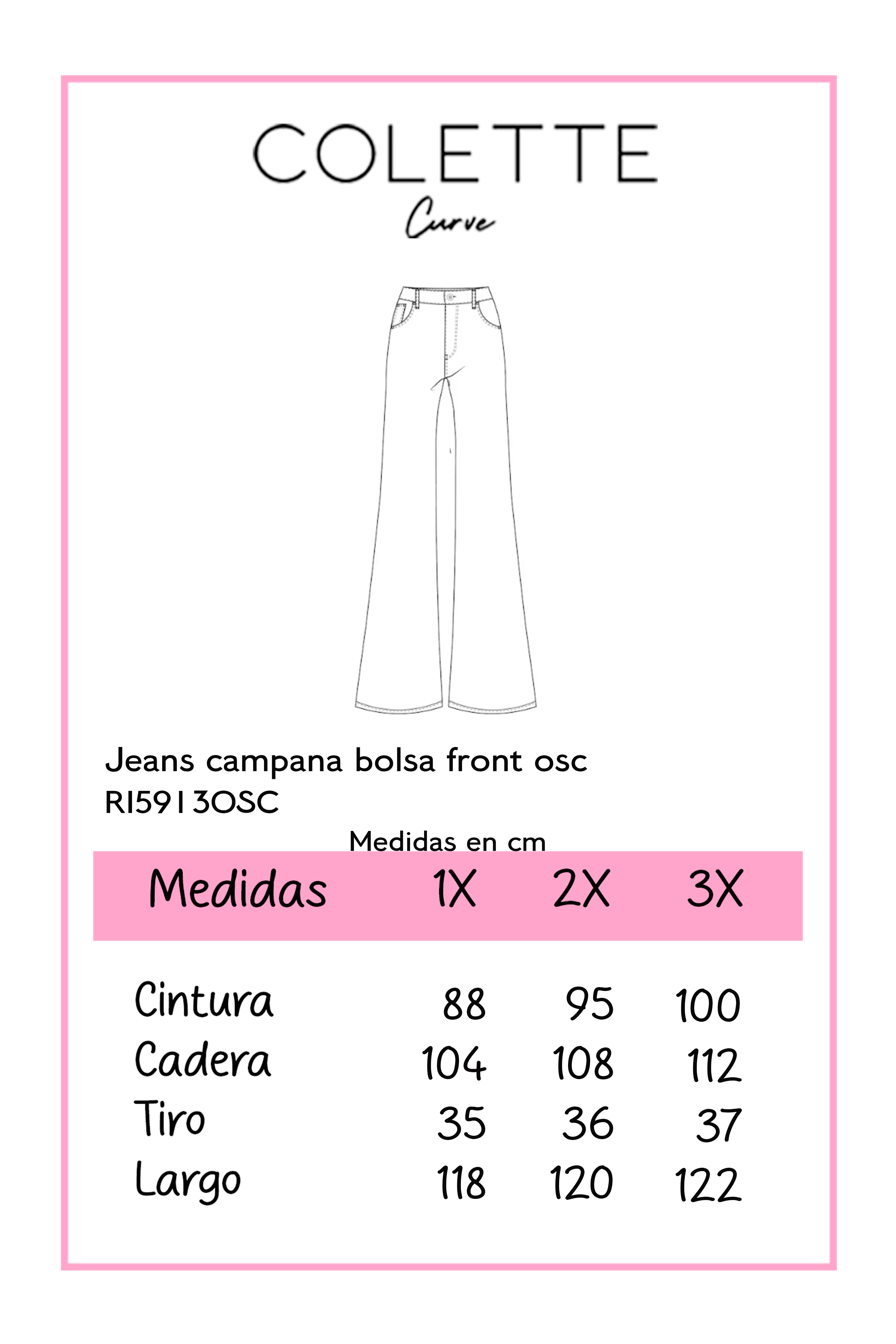 Jeans Campana Bolsa Frontal