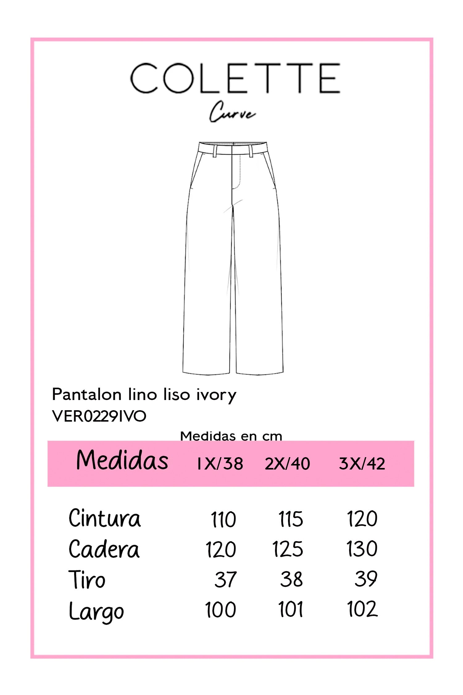 Pantalon lino liso ivory