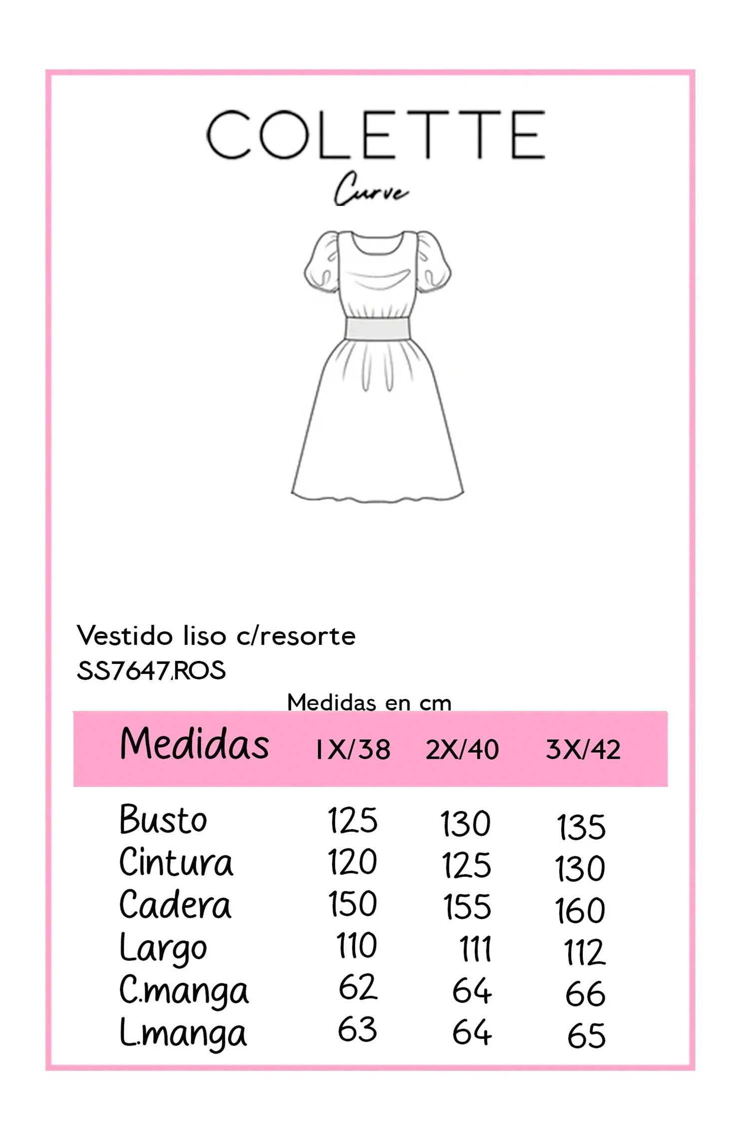 Vestido Curvy Corto Manga 3/4 Volado Rosa Palo