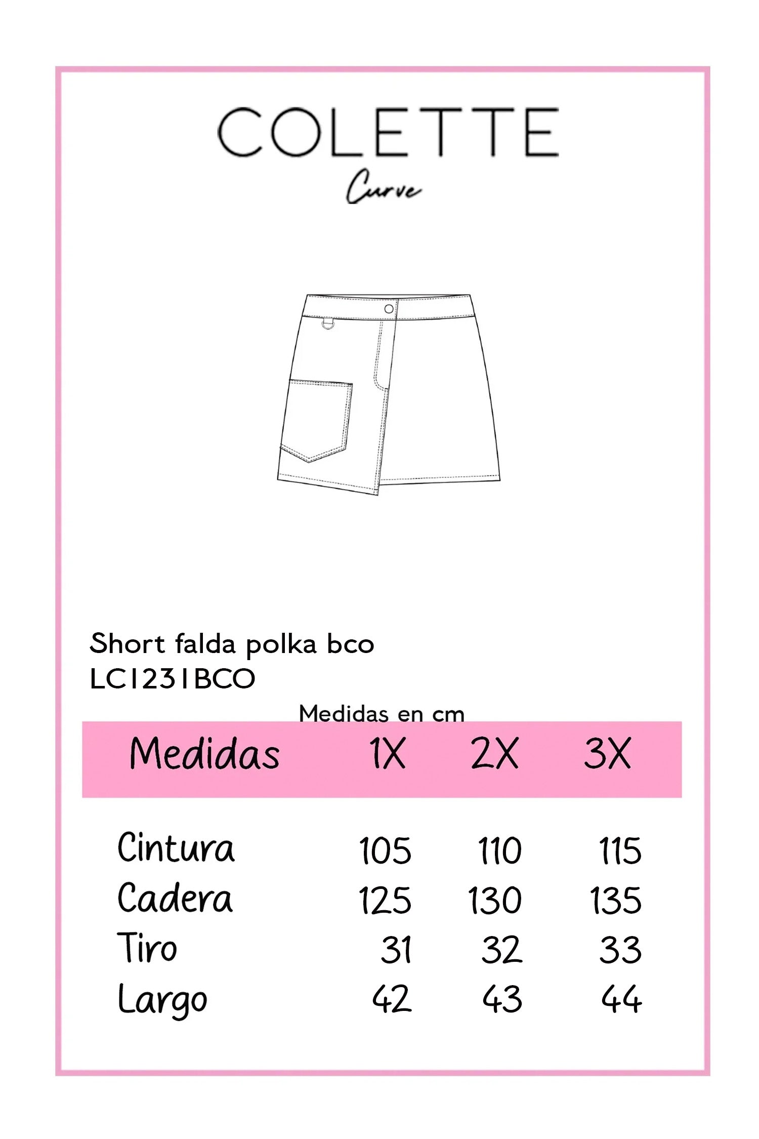 Short Falda Curvy Polka Dots Blanco Cintura Alta