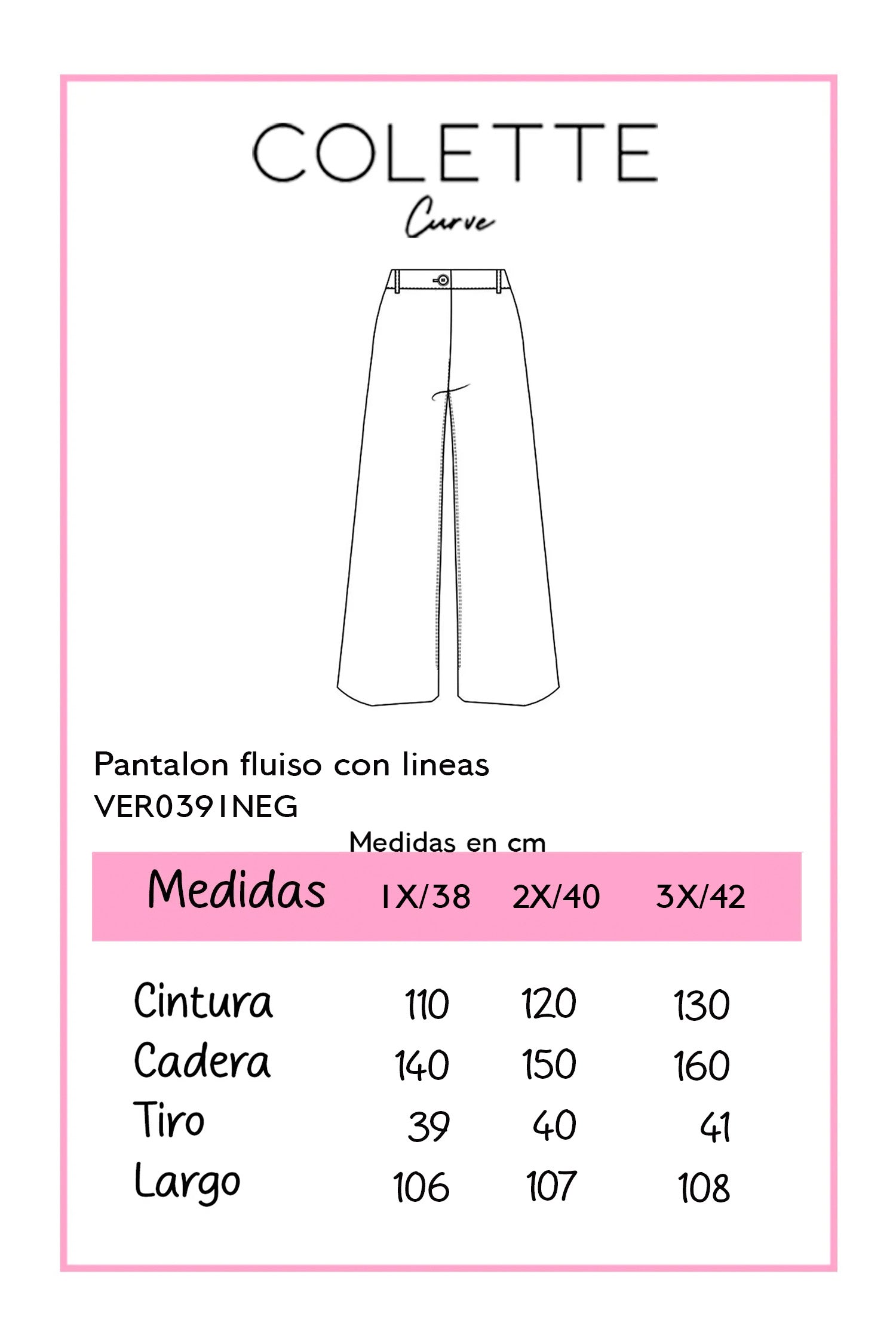 Pantalón Curvy Wide Leg Líneas Laterales Negro