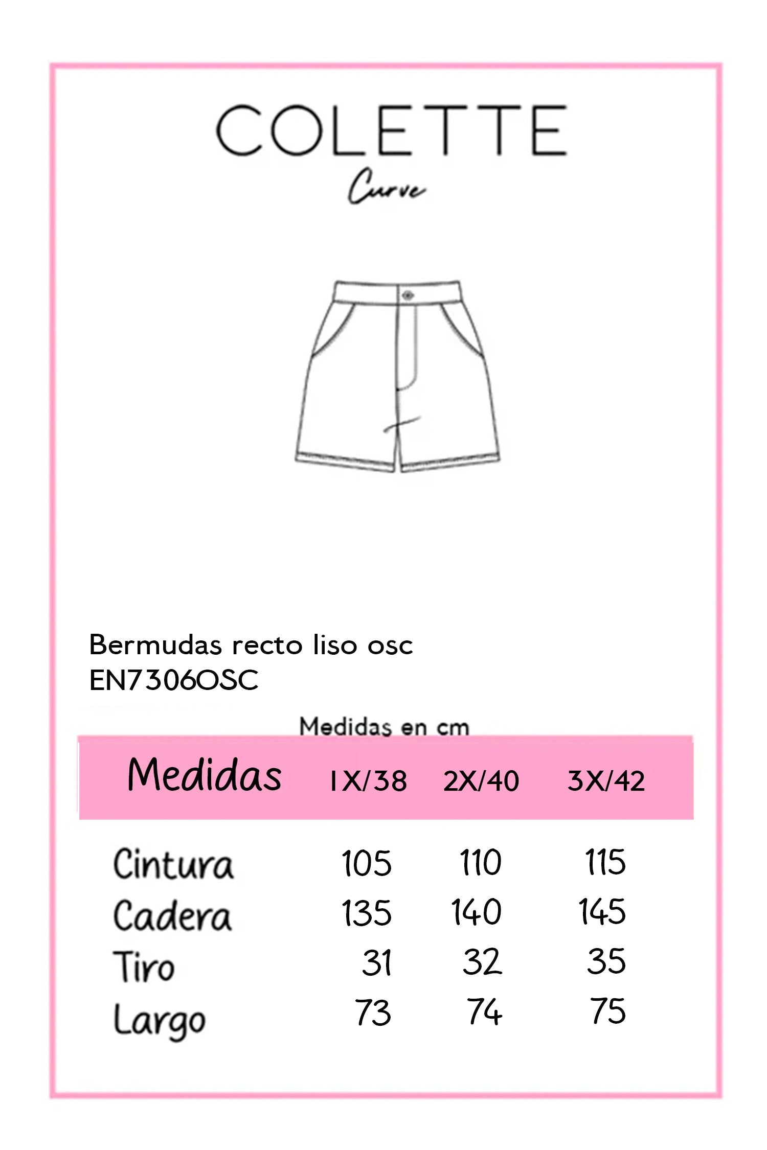 Bermudas Curvy Recto Liso Oscuro Largo Clásico Casual