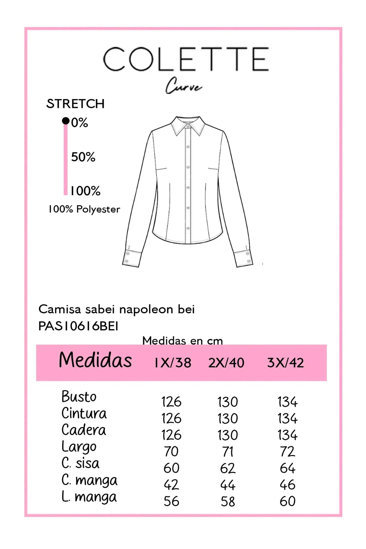 Tabla de medidas Camisa Curvy Ivory