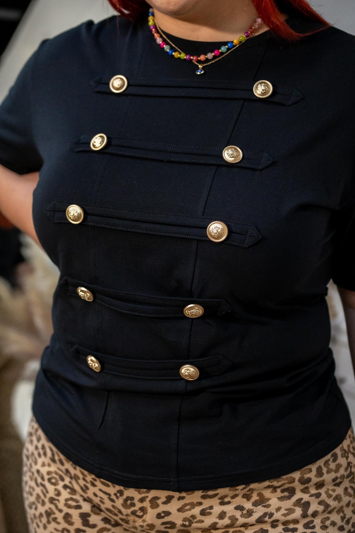 Blusa Curvy Estilo Napoleón Negro