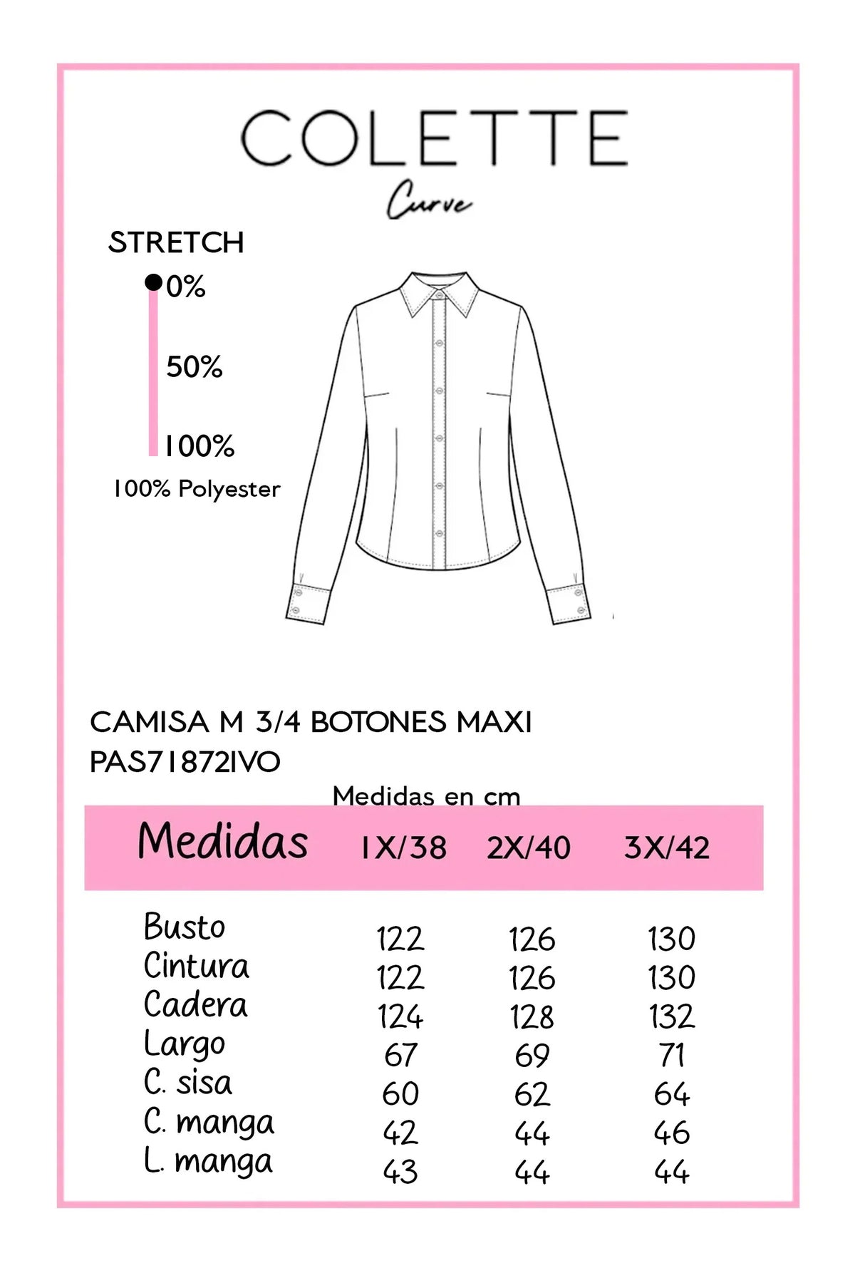 Tabla de medidas PAS71872IVO