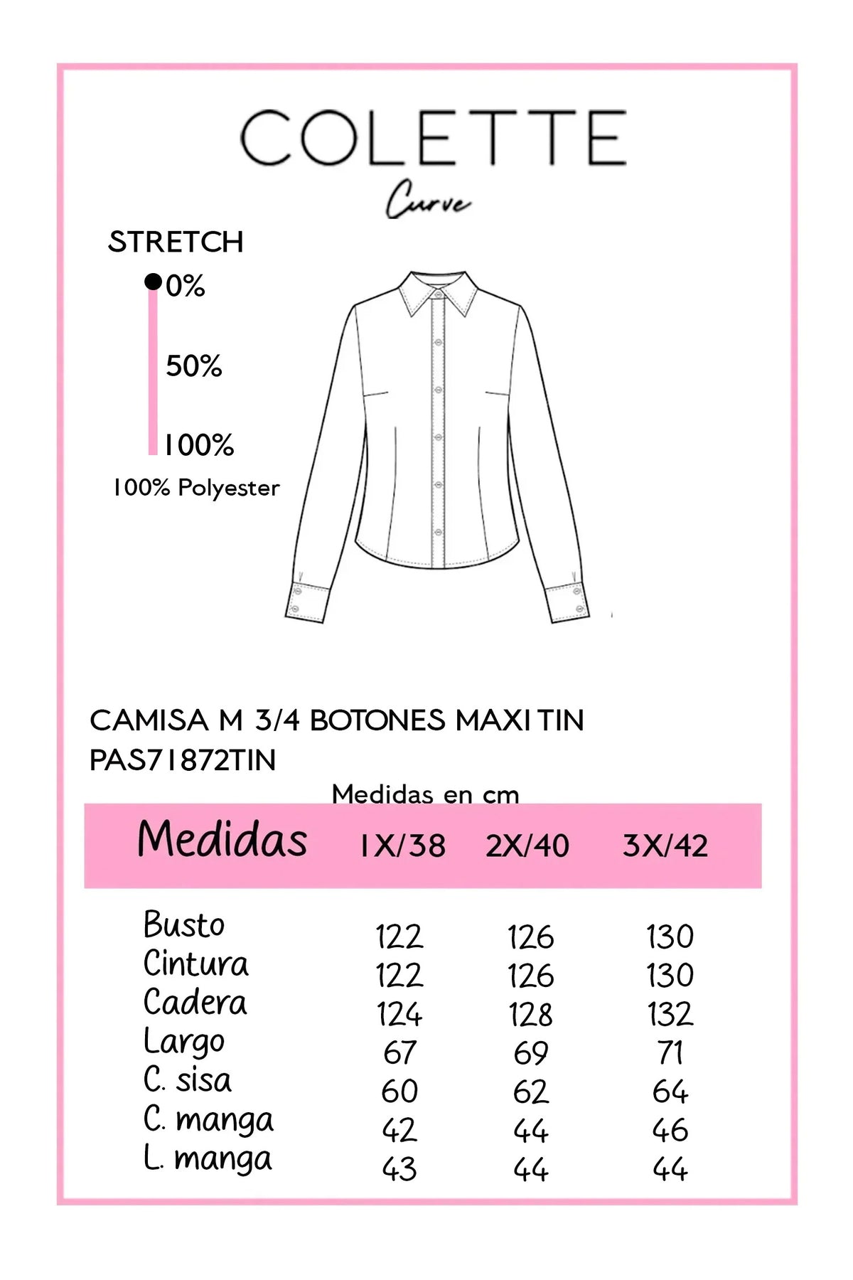 Tabla de medidas PAS71872TIN