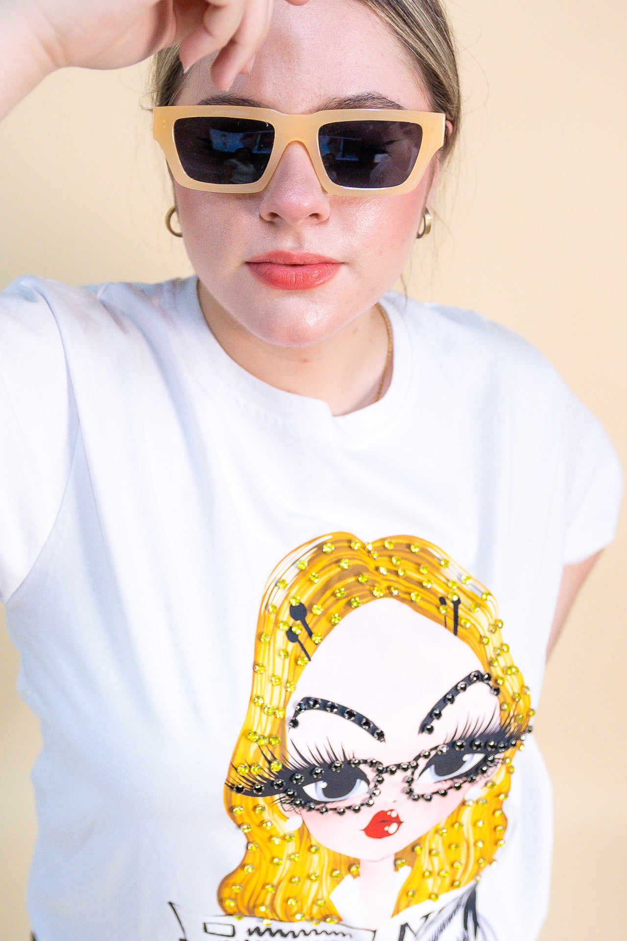 Girl's glasses t-shirt with stone detail