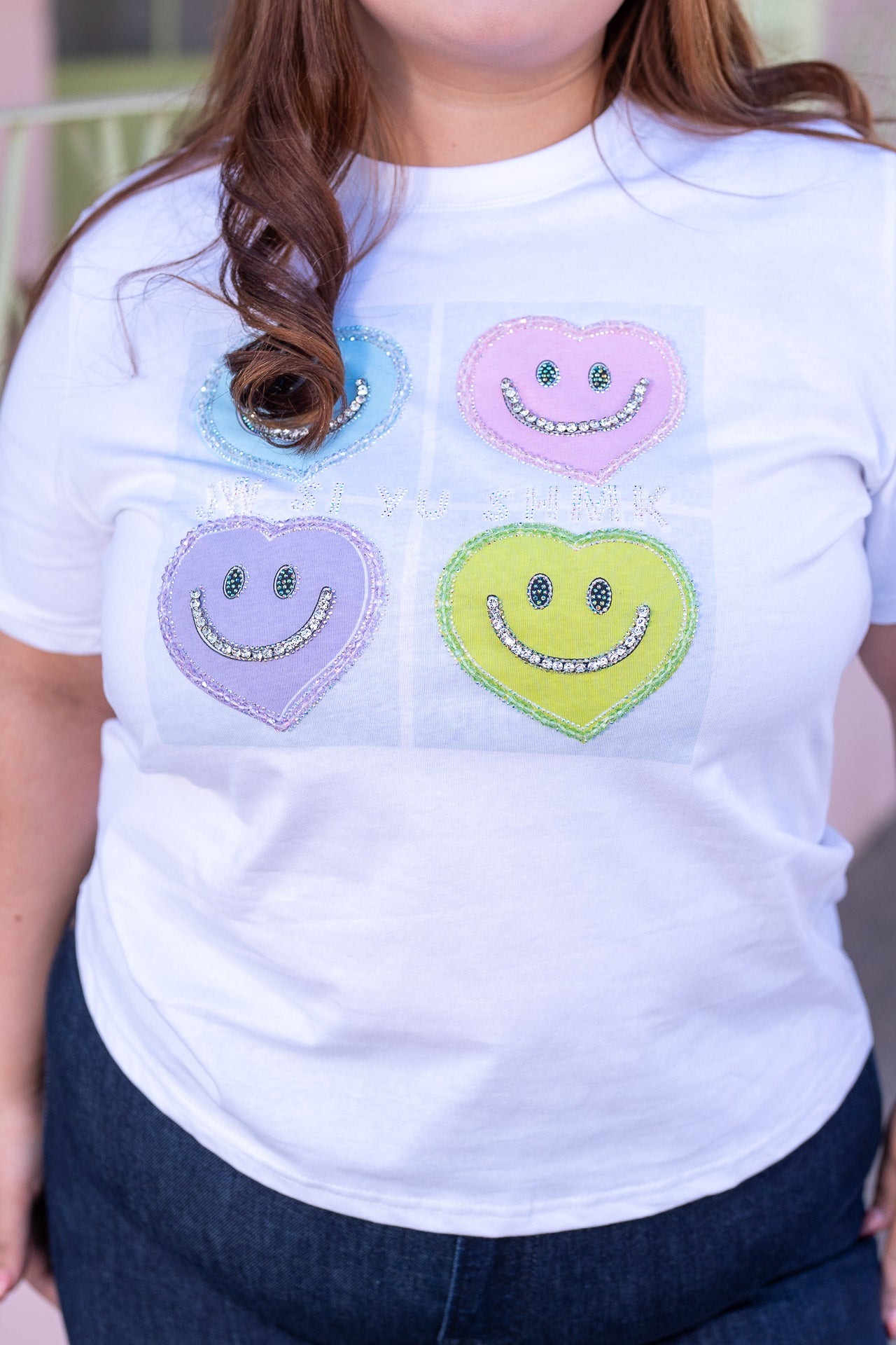 Playera Happy Faces Blanca Curvy