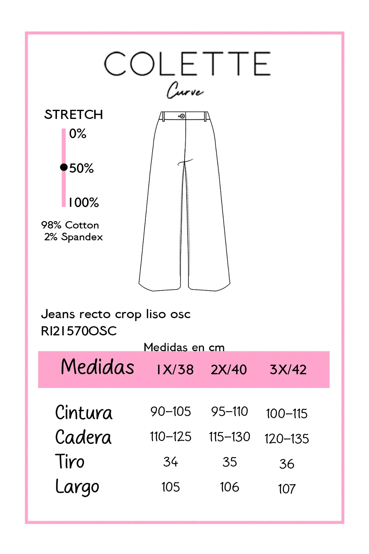 Jeans Wide Leg Crop Liso Curvy Oscuro Algodón
