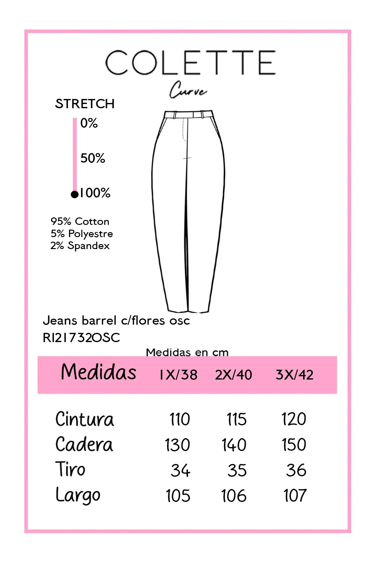Jeans barrel con flores osc