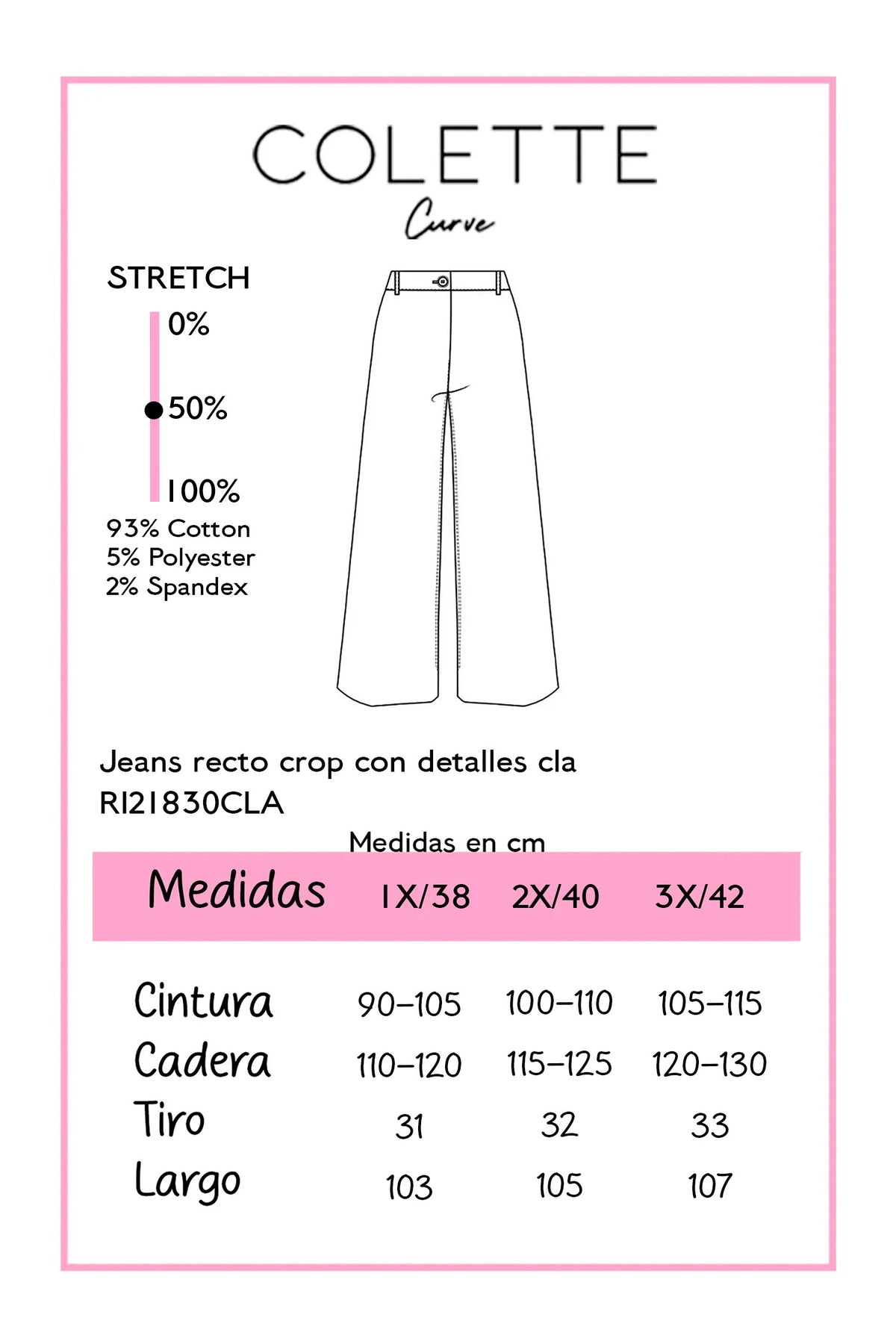 Jeans Curvy Recto Crop Detalle Azul Claro