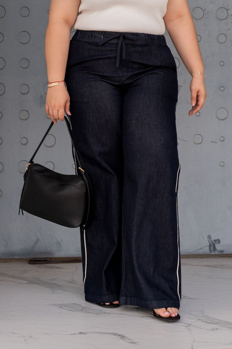 Jeans High Rise con Franja Lateral Curvy Oscuro