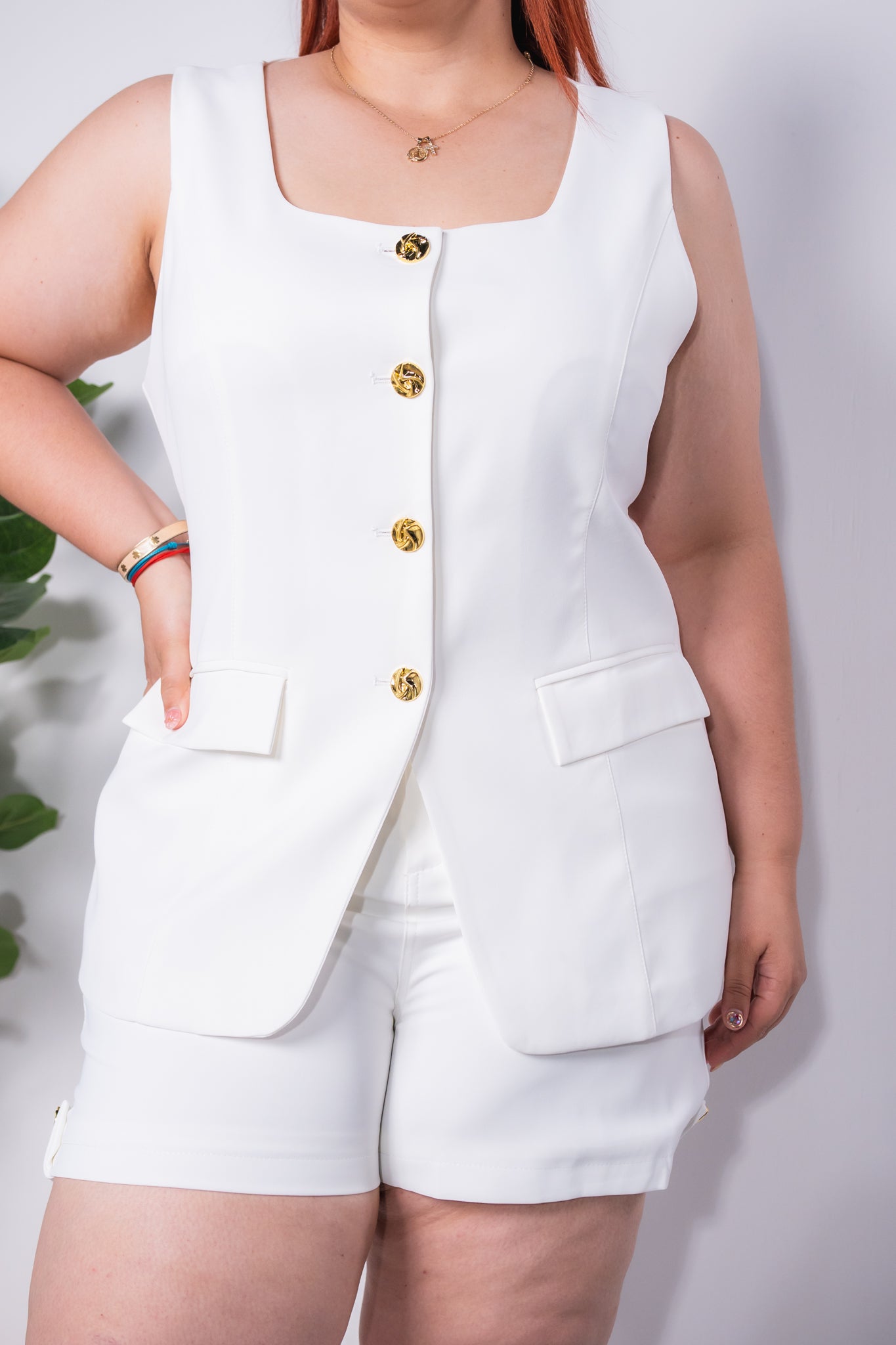 Set short liso formal blanco