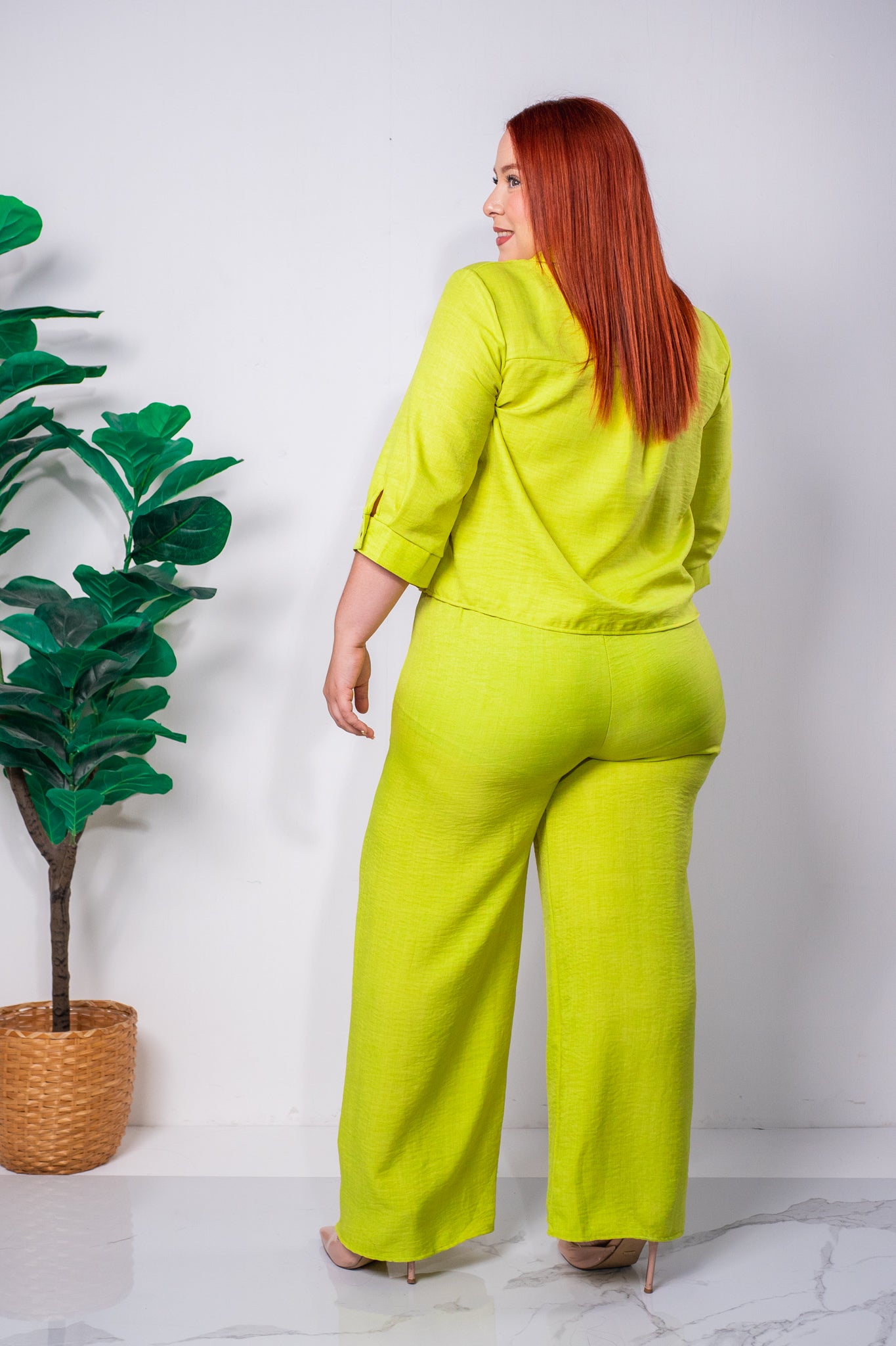 Set pantalon blusa crop liso lima