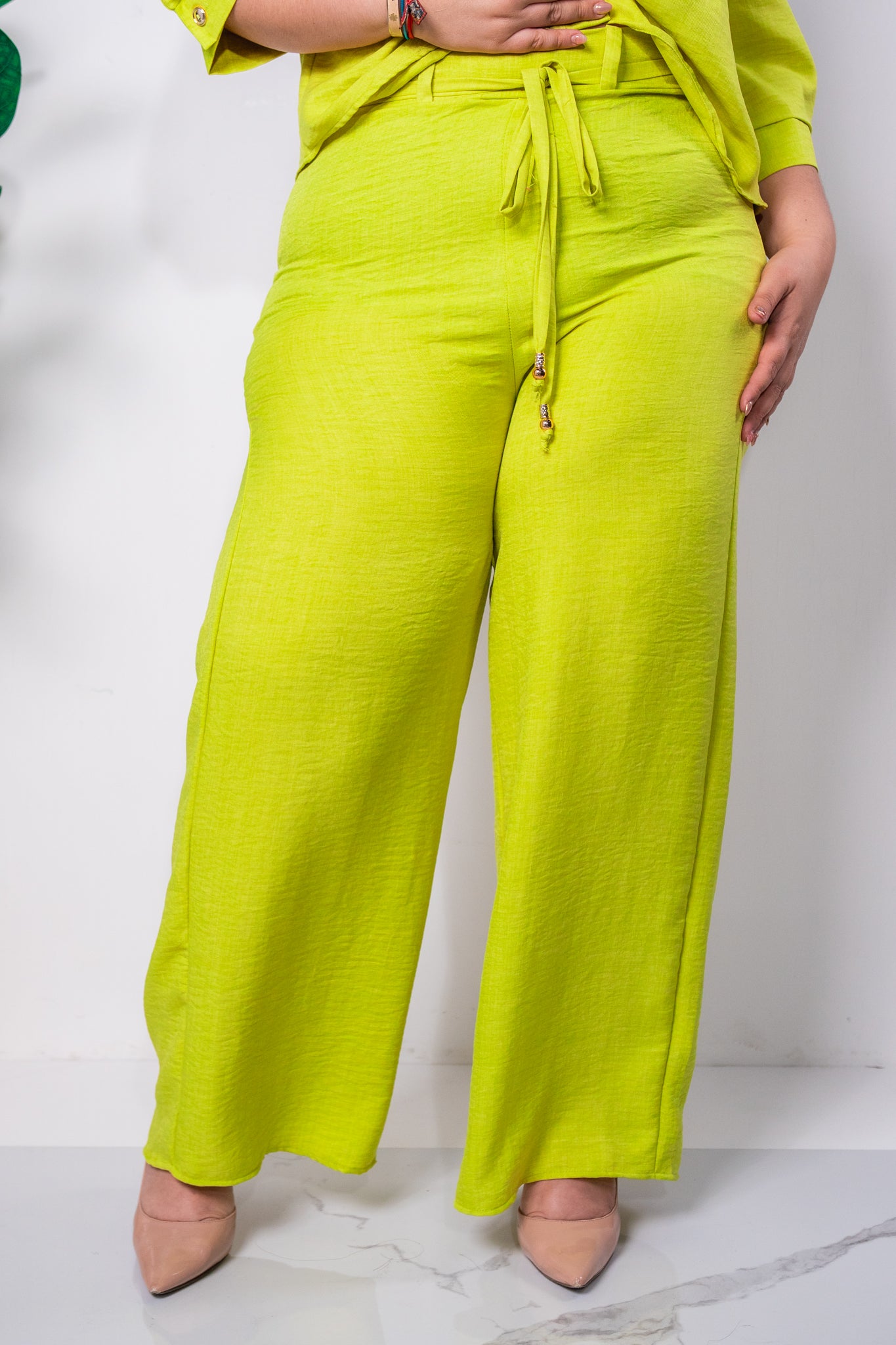 Set pantalon blusa crop liso lima