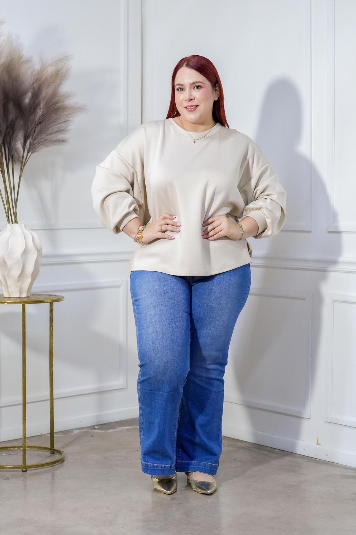Suéter Curvy Punto Liso Ivory