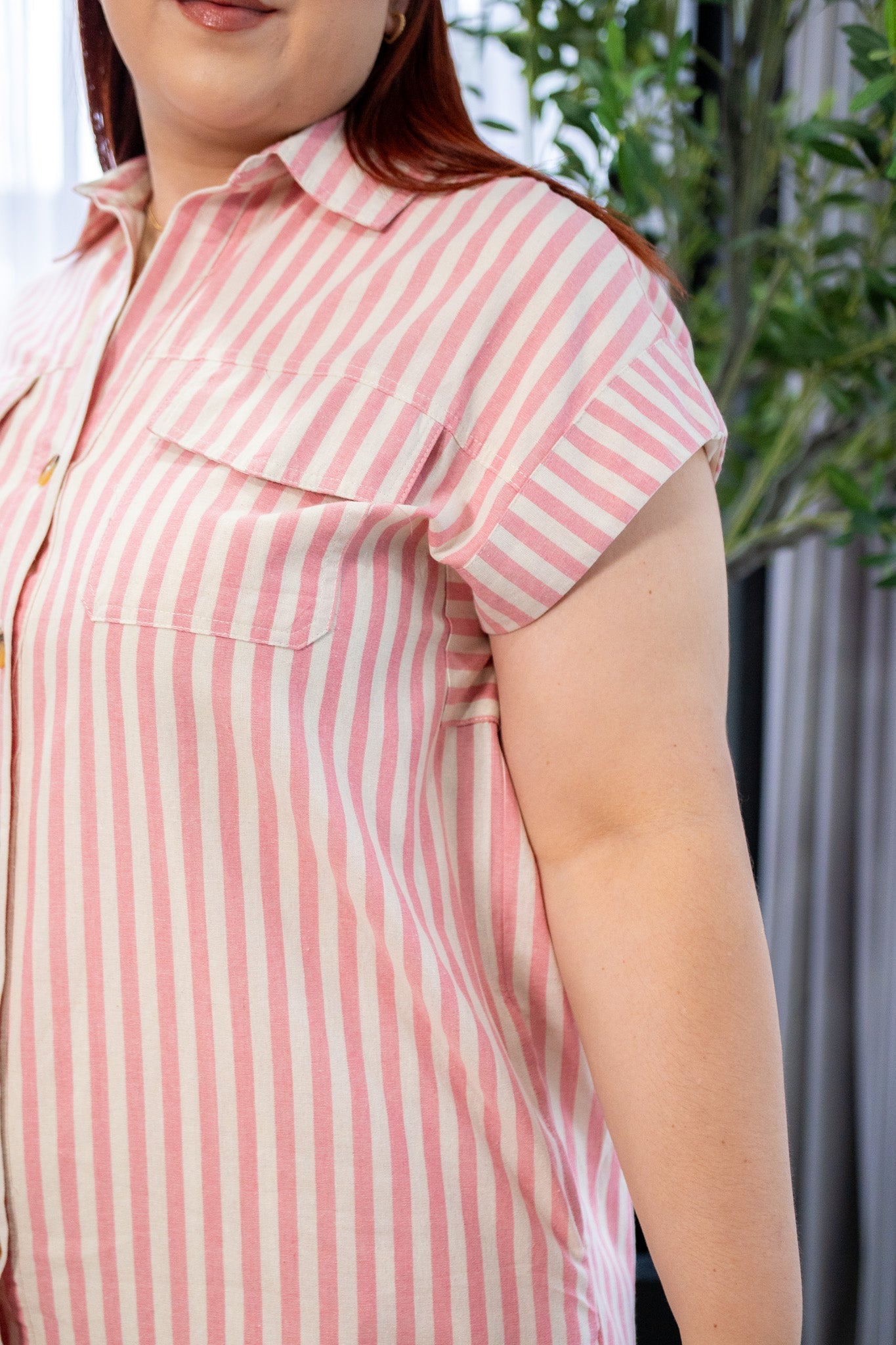 Vestido Midi Curvy Camisero Rayas Rosa