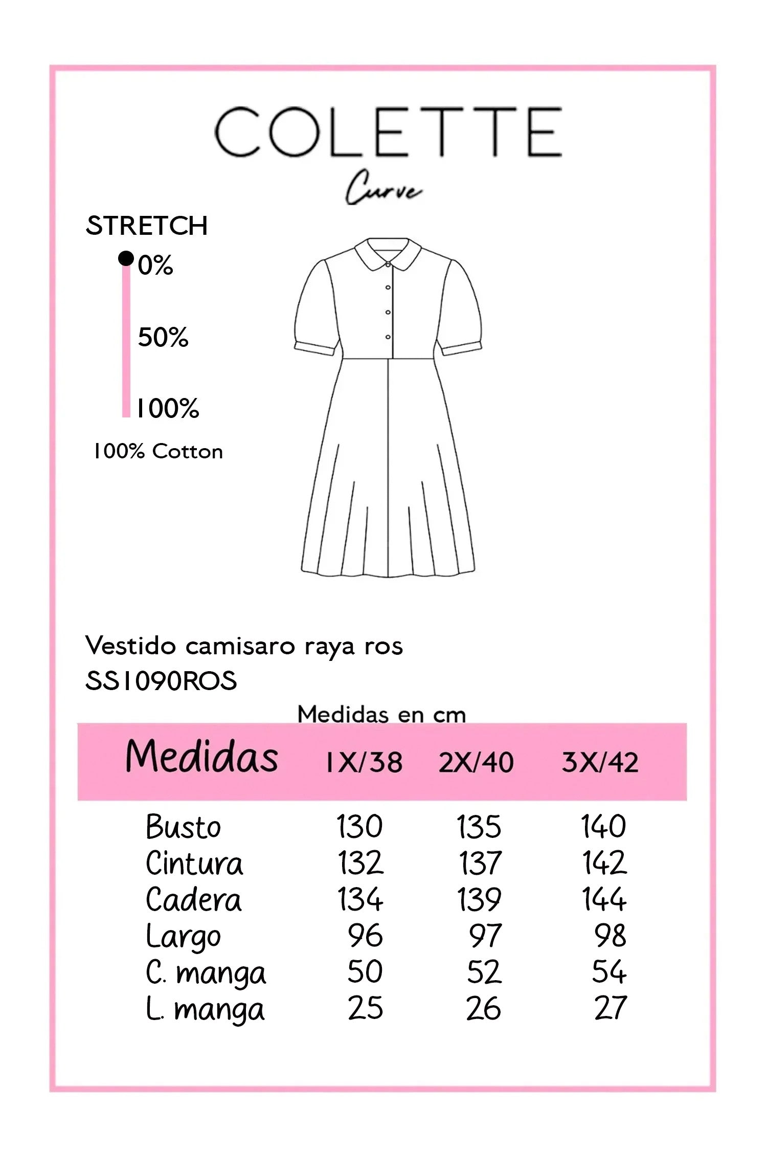 Vestido Midi Curvy Camisero Rayas Rosa