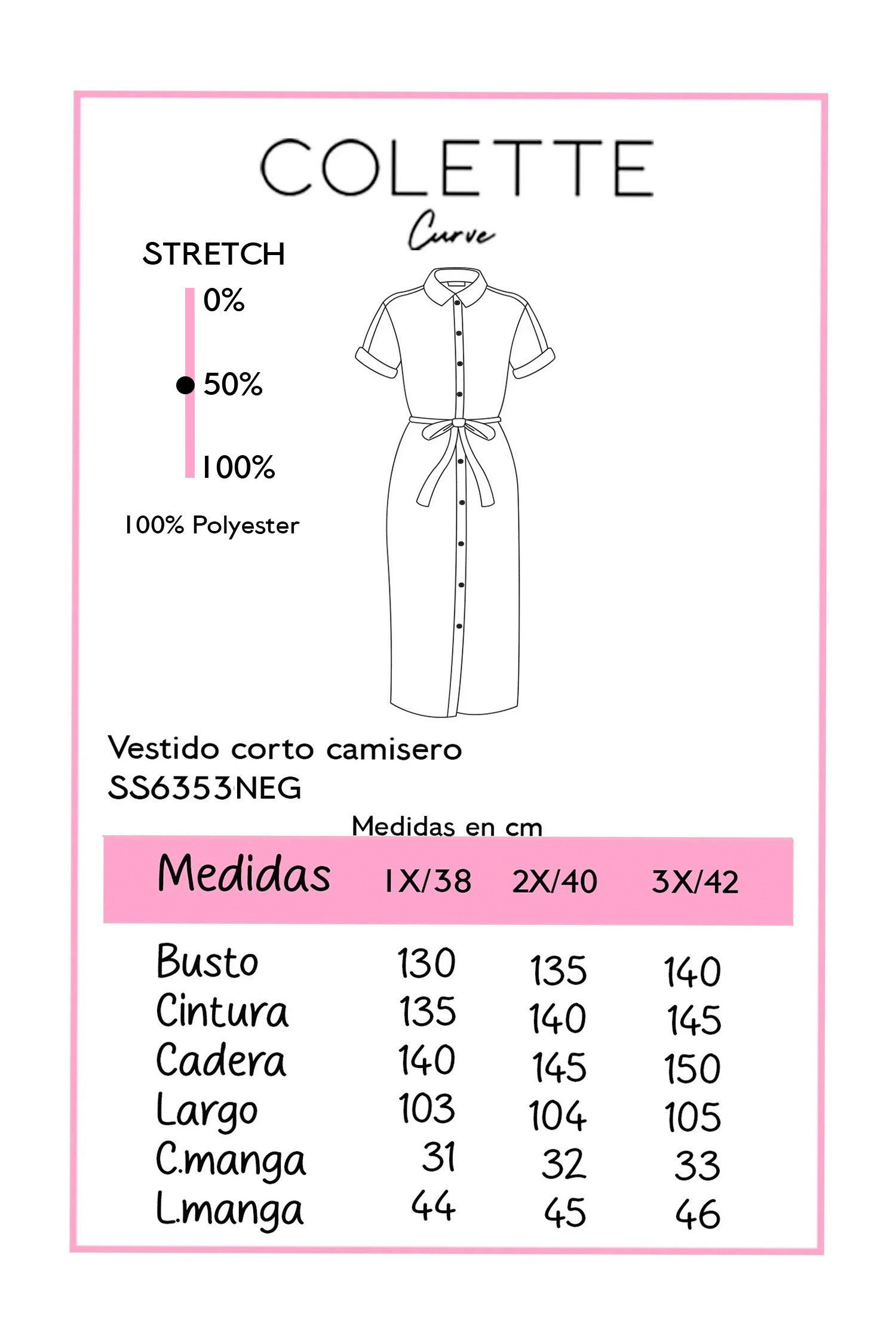 Chart de medidas SS6353NEG