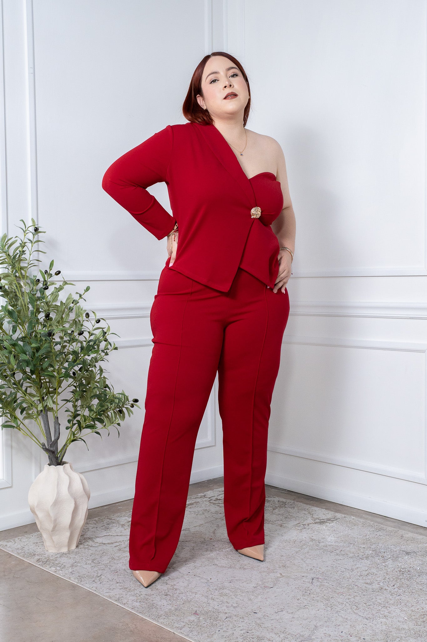 Set pantalon c/blusa corazon rojo