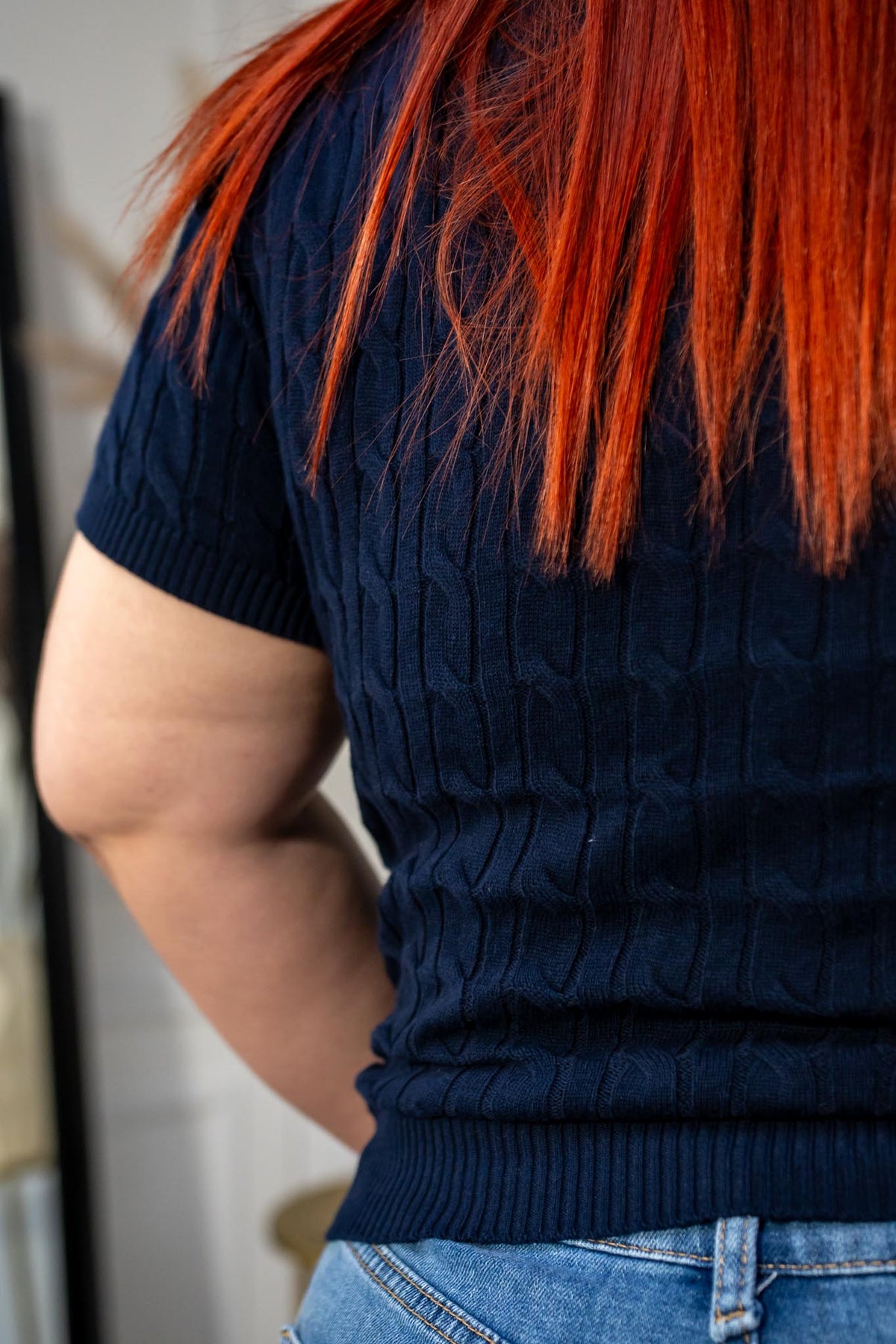 Camisa Curvy Tejido Trenzado Botones Navy