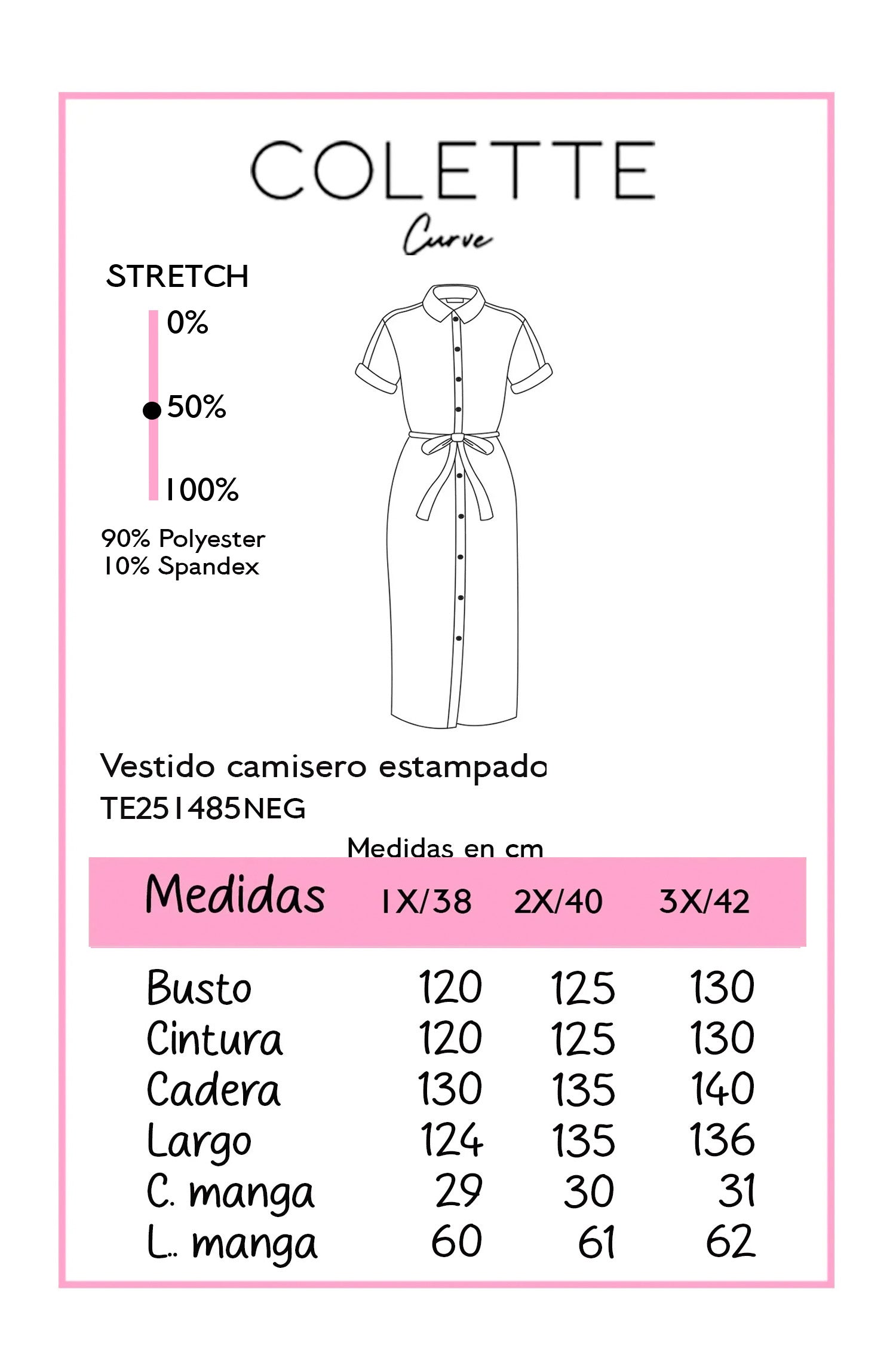 Vestido Largo Camisero Satin Curvy Negro