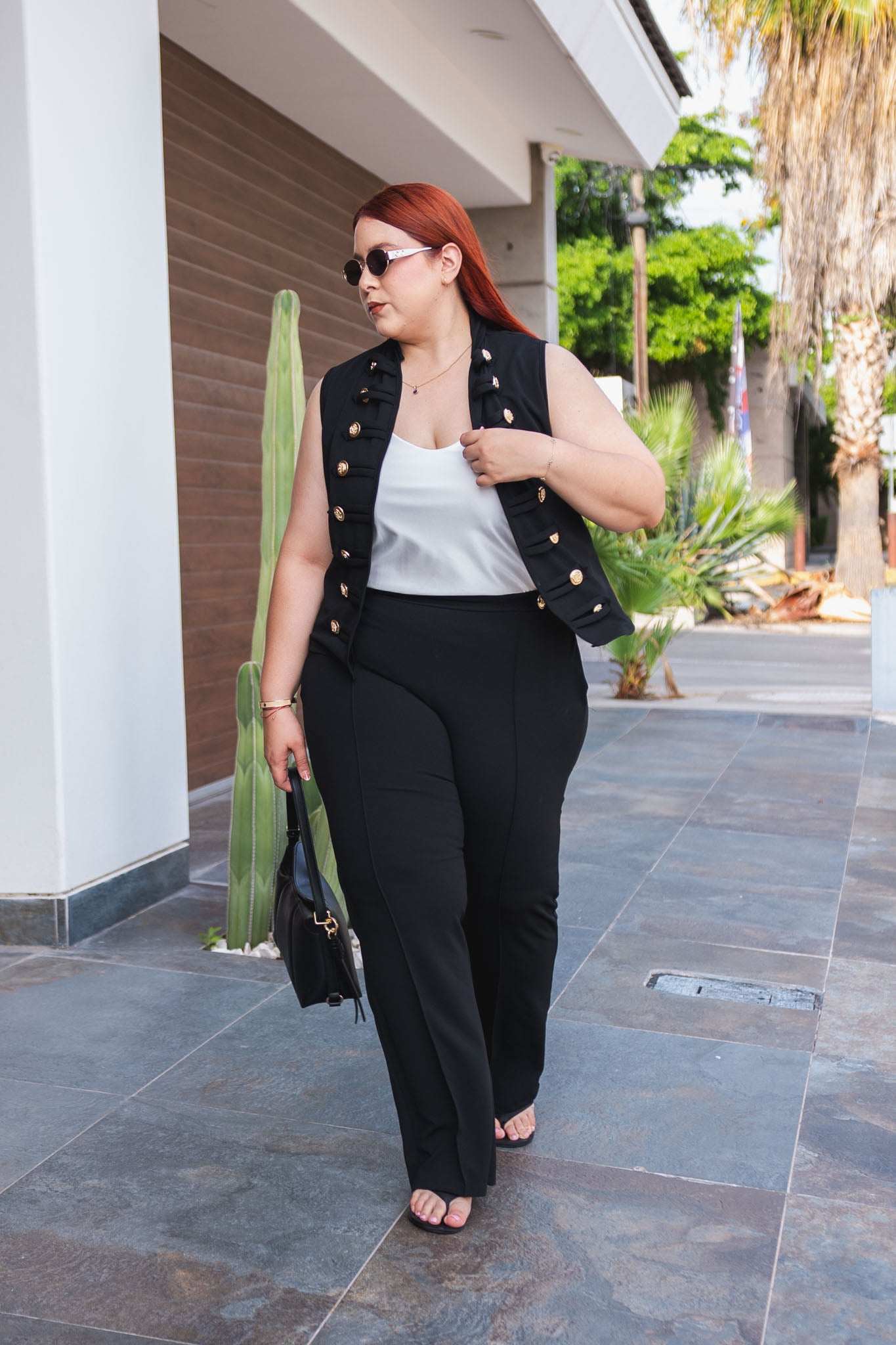 Pantalón Detalle Botones Curvy Negro